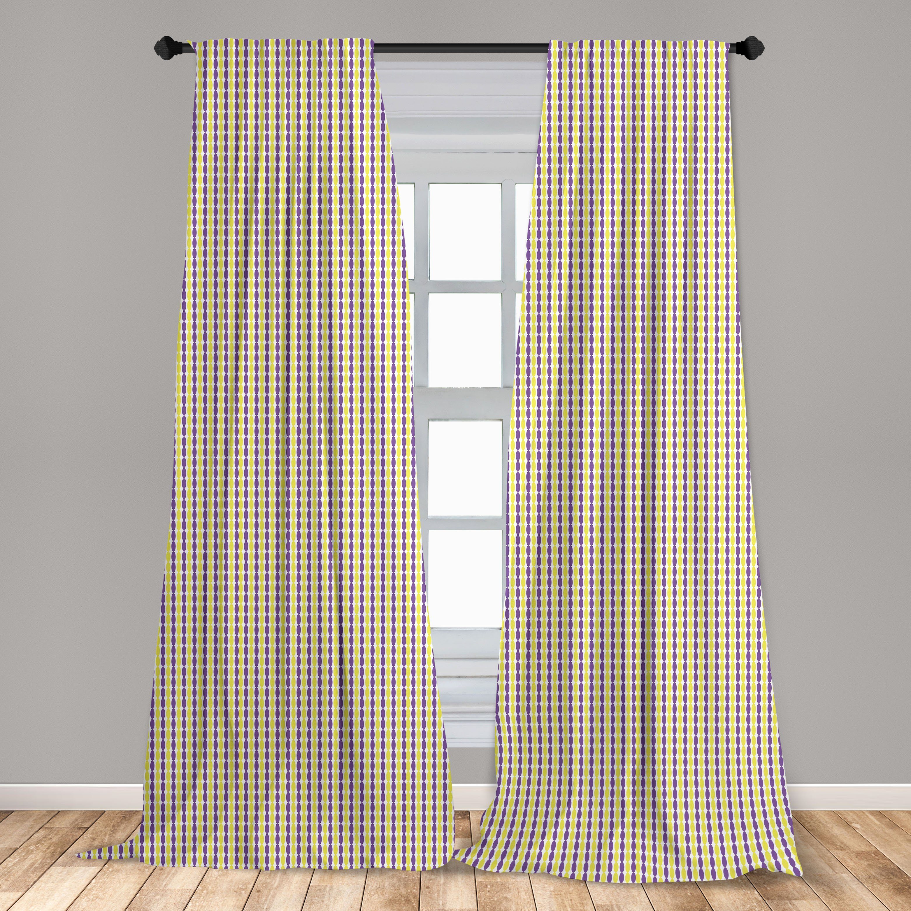 Bicolor Vorhang Abakuhaus, Vertikal-Korn-Motiv Schlafzimmer Wohnzimmer für Gardine Microfaser, Retro Dekor,