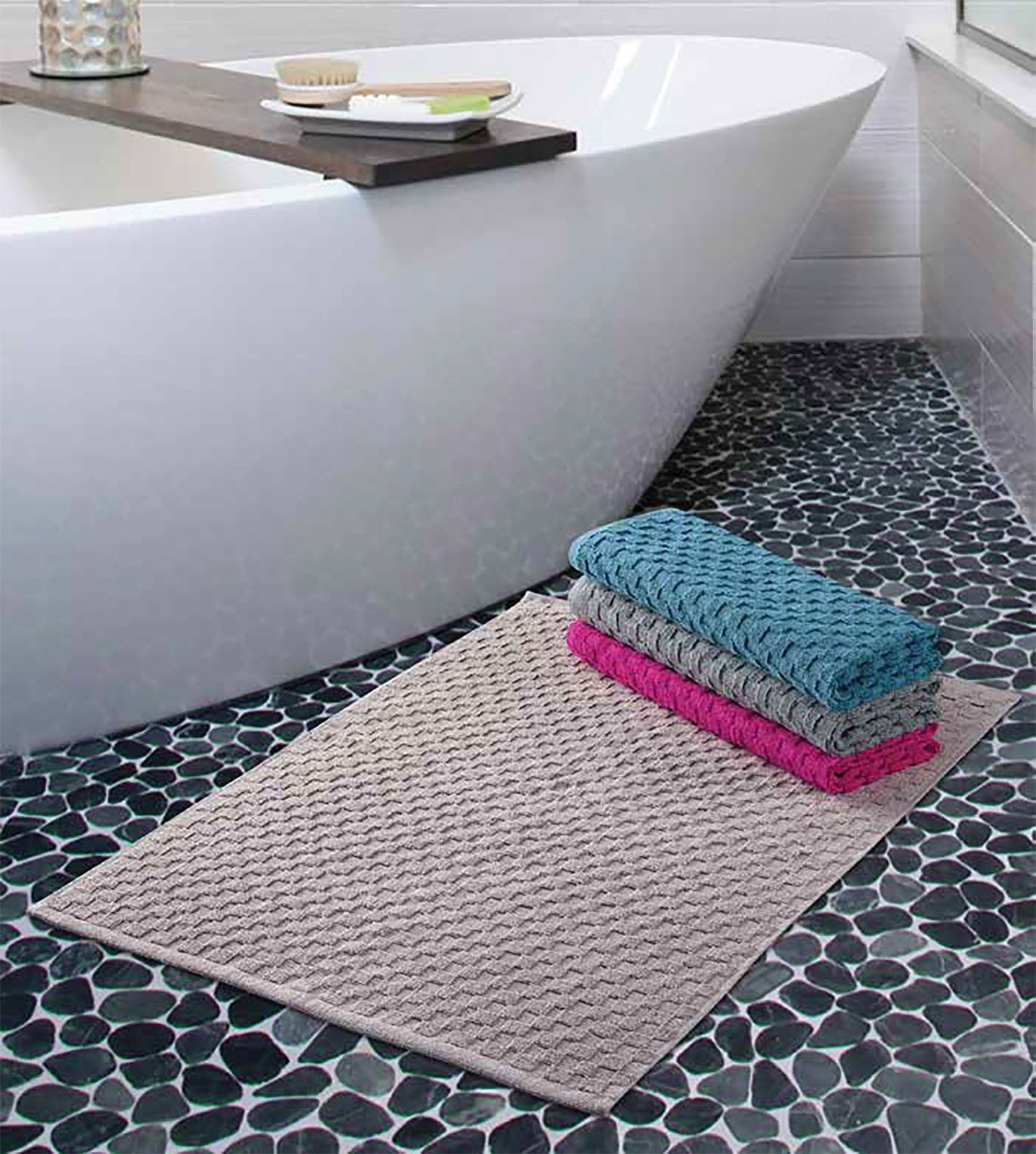 BURI Badematte Frottee-Badematten 2er-Set 70x50cm Duschvorleger Badvorleger Badteppic