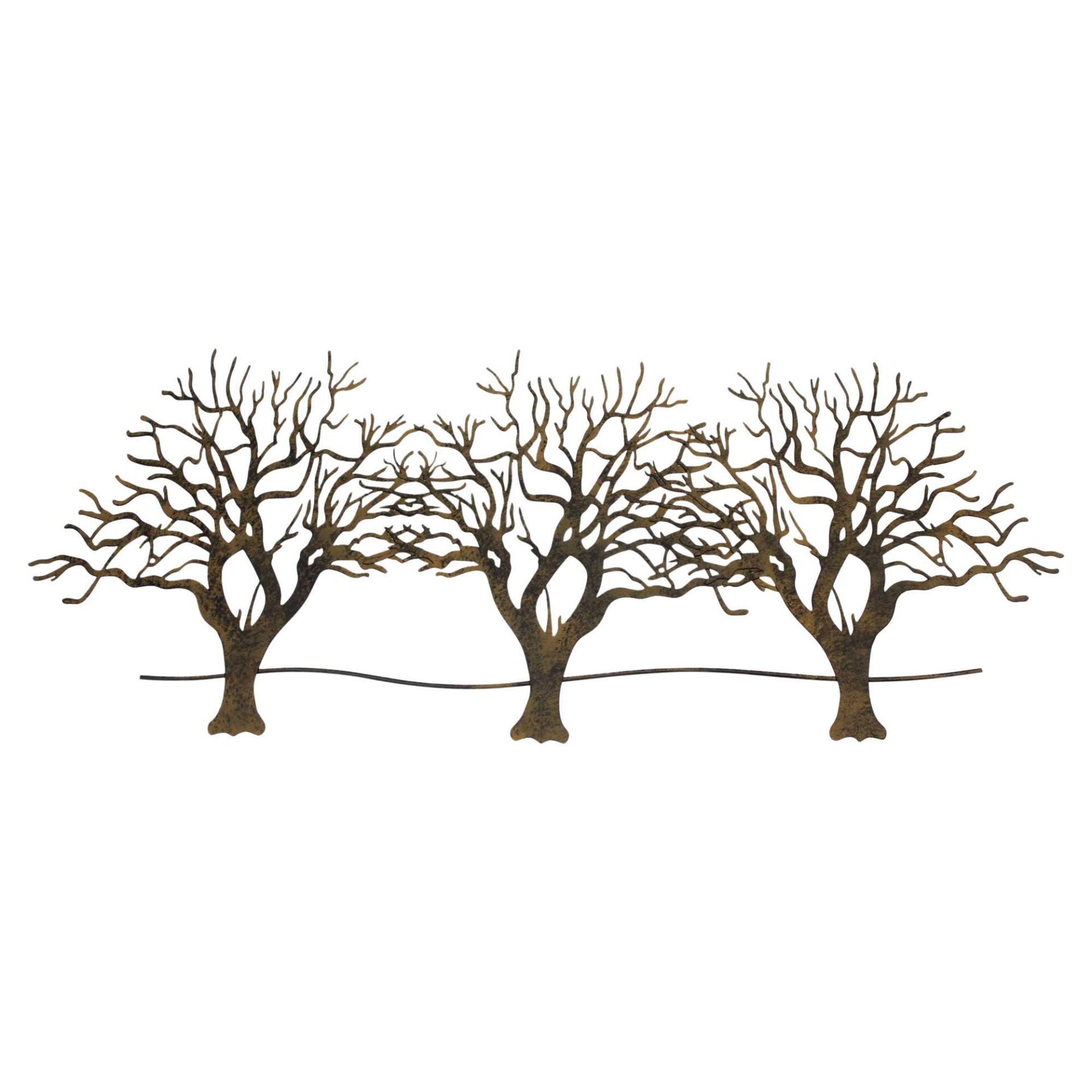 Dekoleidenschaft Wandbild "Bäume" Metall, braun in Rost Optik, 100x43 cm, Wanddeko, Wandschmuck, Bäume, Metallbild