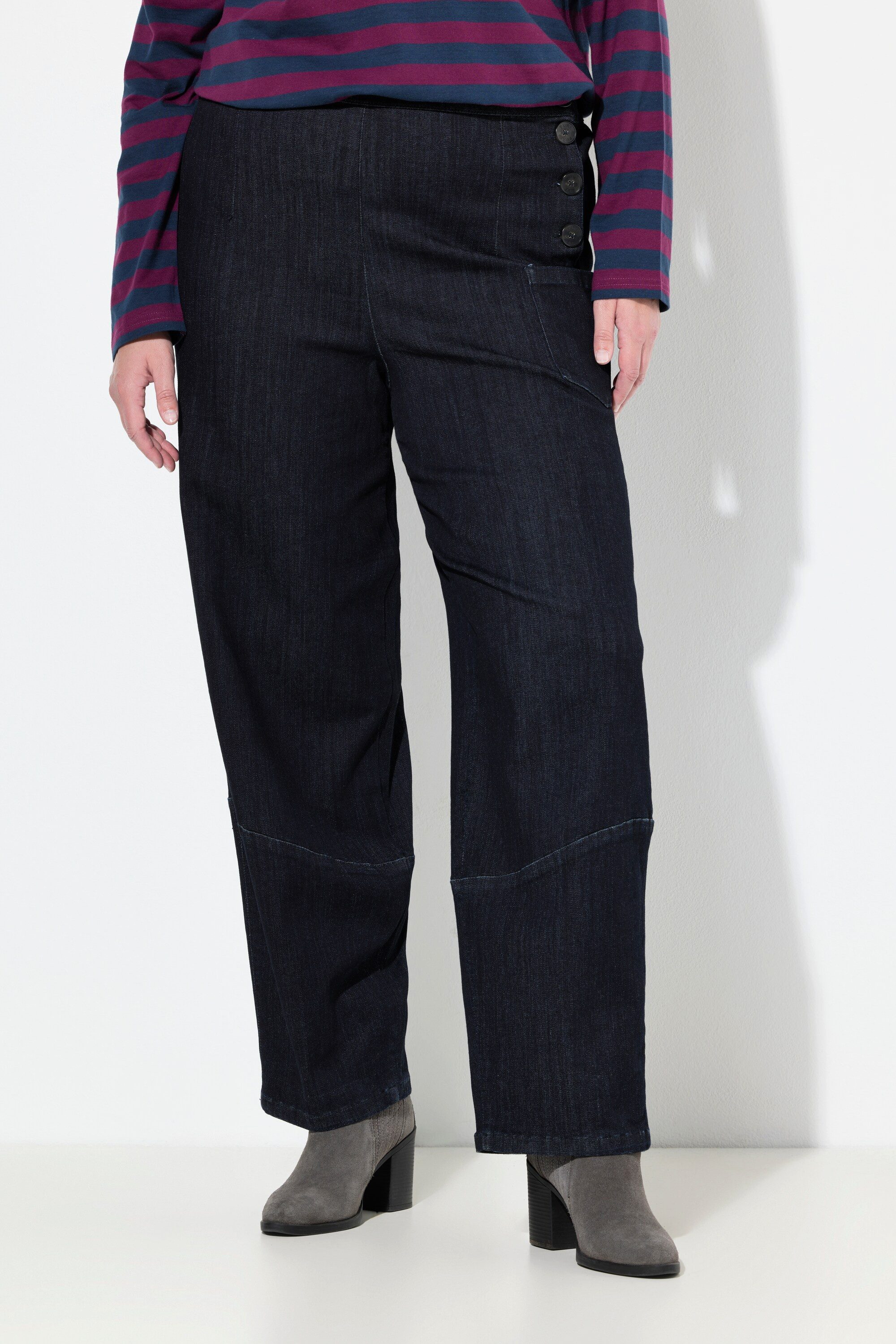 Ulla Popken Regular-fit-Jeans Barrel-Jeans weites Bein Komfortbund Biobaumwolle