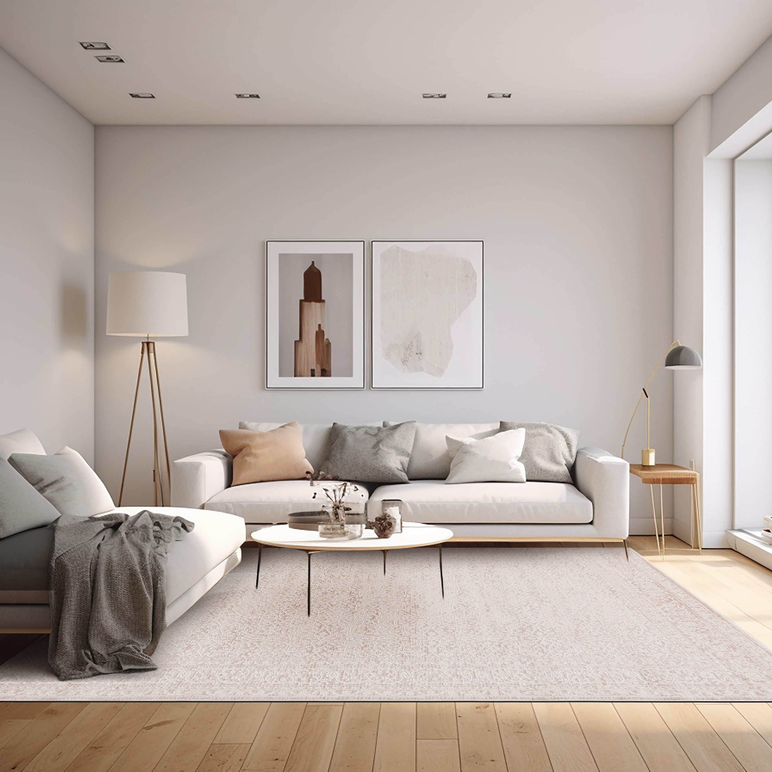 Mazovia Designteppich Modern Abstrakt Beige Creme Wohnzimmer, Schlafzimmer, Esszimmer, Büro, Fußbodenheizung – Bild 2 von 5