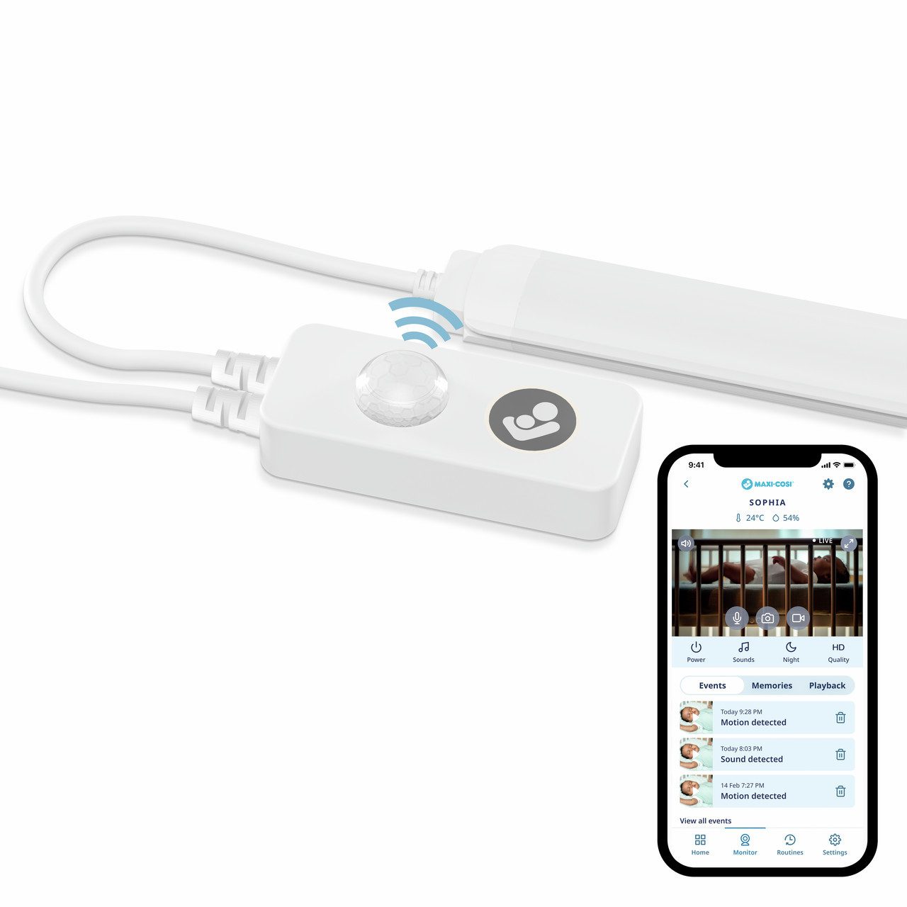 Maxi-Cosi Nachtlicht MC GLOW UNDER CRIB LIGHT WHITE, Intelligente Bewegungserkennung Verbundenes Kinderzimmer Anpassbare…