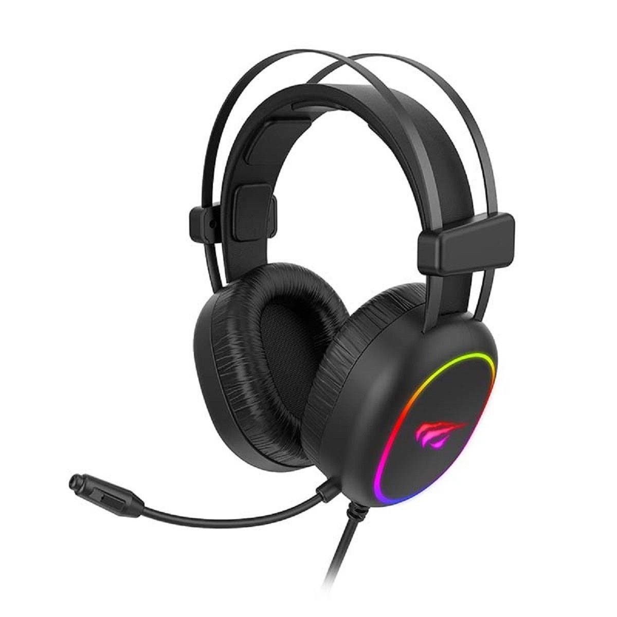 Havit Gaming Headset Mikrofon USB+3.5mm Headphones Gaming- Schwarz Kopfhörer mit RGB