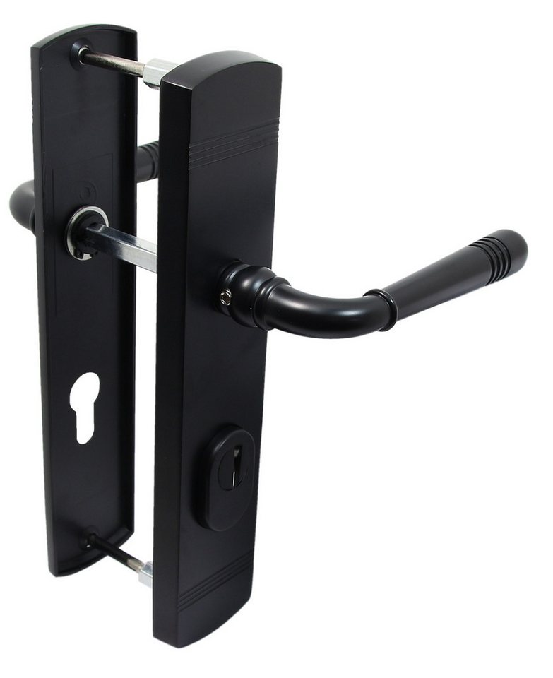Thumbnail - Schutz-Wechselgarnitur Wohnungstür Schutzbeschlag 2316 Helena LS Schwarz WE 72 mm Dr-Dr, Drücker außen, Außenschild mit ...