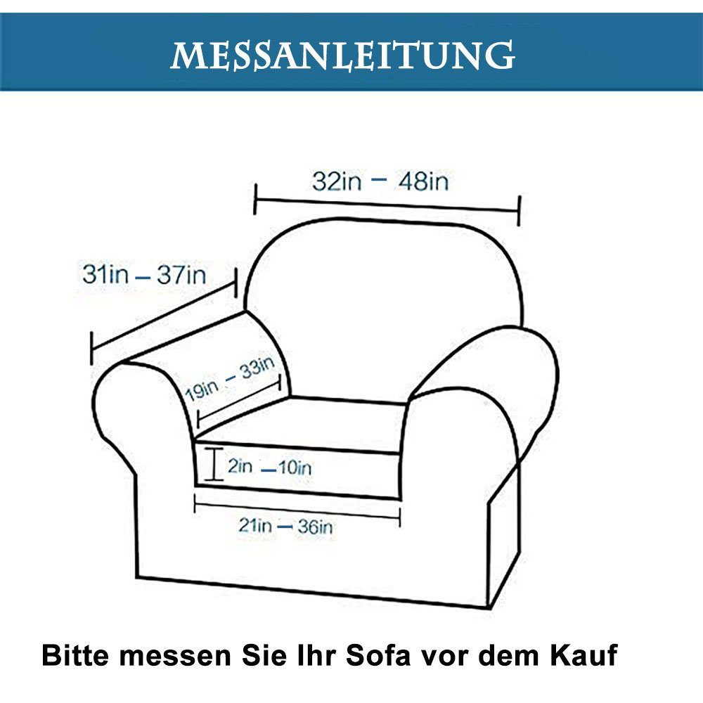 grau Stretch CTGtree rutschfeste, Sofahusse Dicke für Samt Sessel Stuhlbezüge