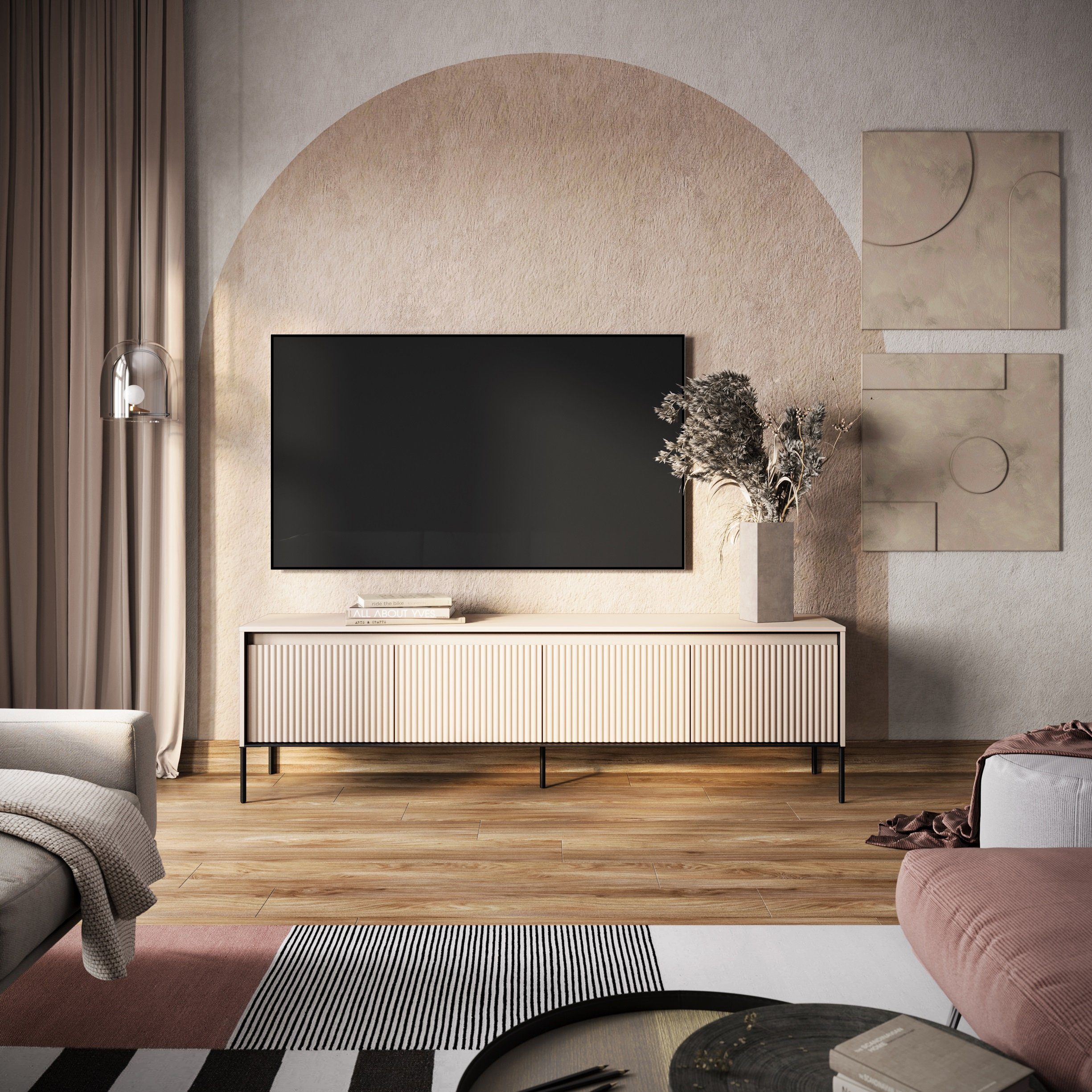 Compleo TV-Schrank FLORE, TV-Tisch, mit LED-Beleuchtung, 4 Двері, Modern Домашні меблі