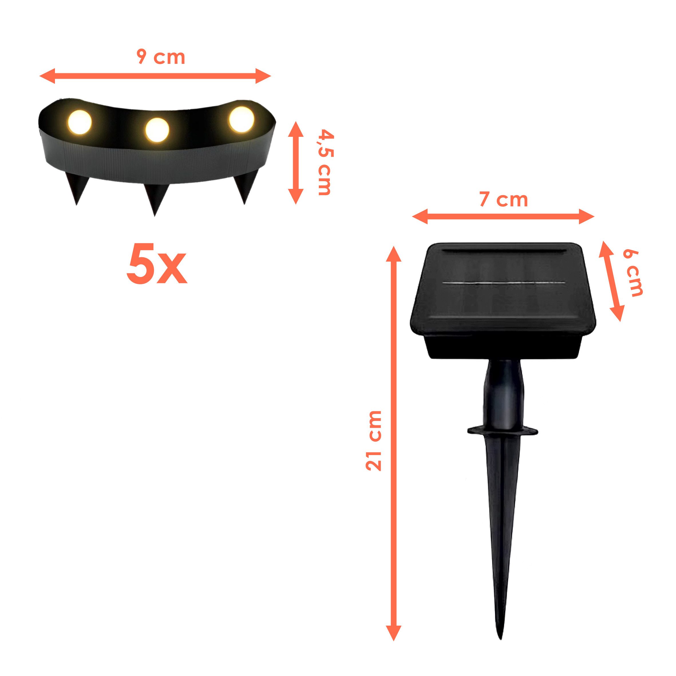Spetebo LED Solarleuchte 5er Set Blumentopf Beleuchtung, Solar, LED fest integriert, warm-weiß, mit 8 verschiedenen Leuchtfunktionen