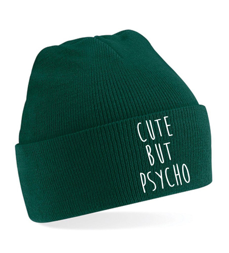 Blondie & Brownie Beanie Unisex Erwachsenen Mütze Cute Psycho Crazy Flaschengrün | Beanies