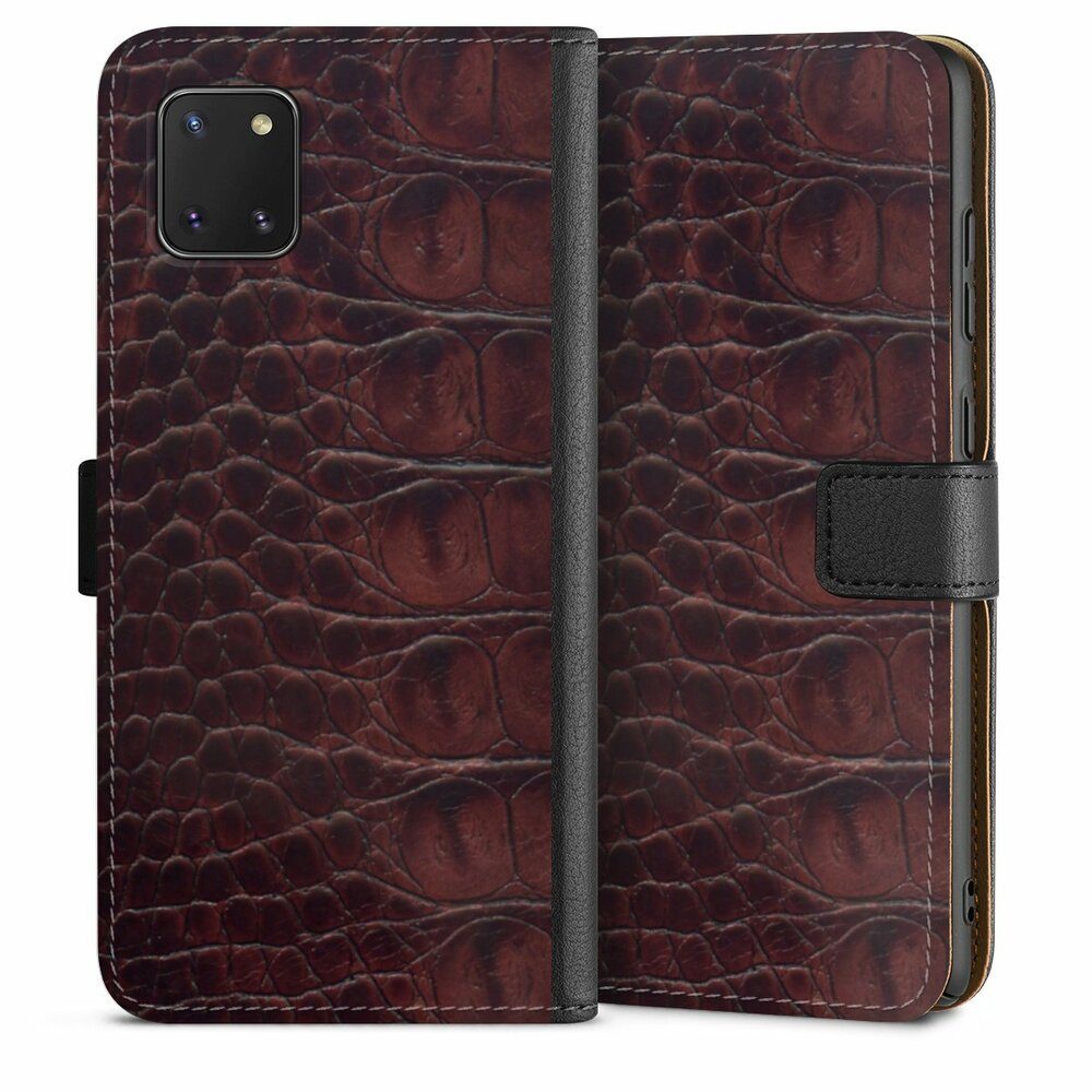DeinDesign Handyhülle Krokodil Leder Animalprint Croco dark brown, Samsung Galaxy Note 10 lite Hülle Handy Flip Case Wallet Cover