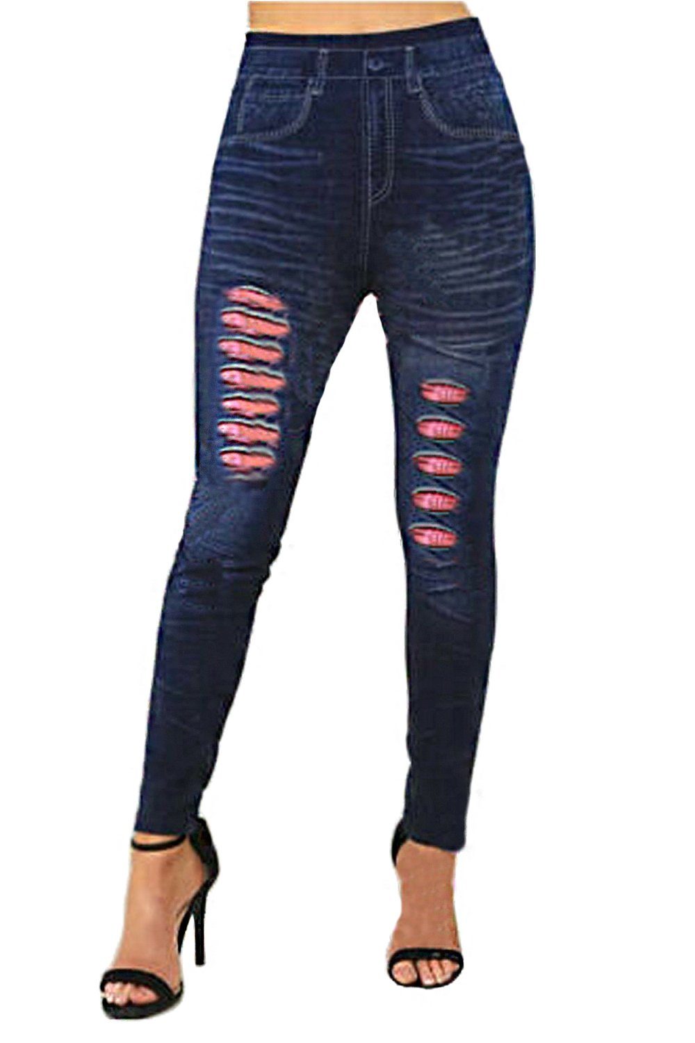 Egomaxx Leggings »1893« (1-tlg) Damen Denim Jeans Optik Leggings Skinny  Stretch Vintage Hose online kaufen | OTTO