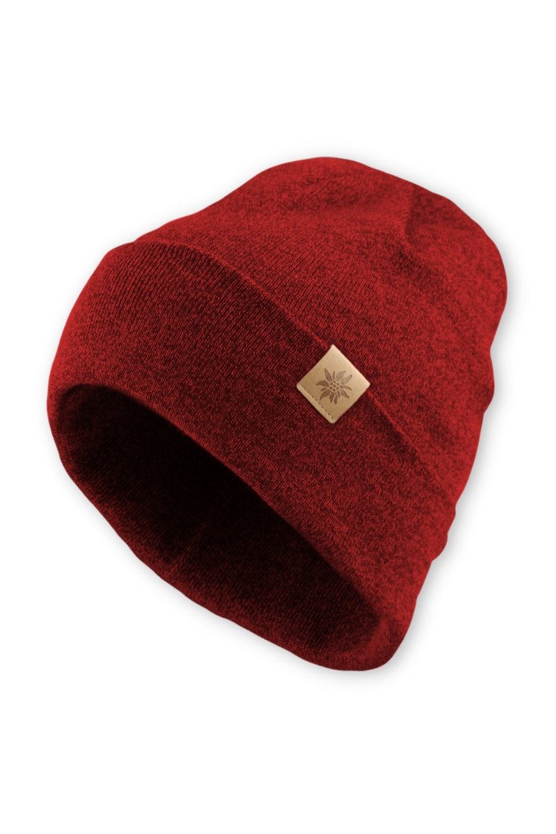 Bavarian Caps Strickmütze Mütze - TRACHT KLASSIK - dunkelgrau, rot