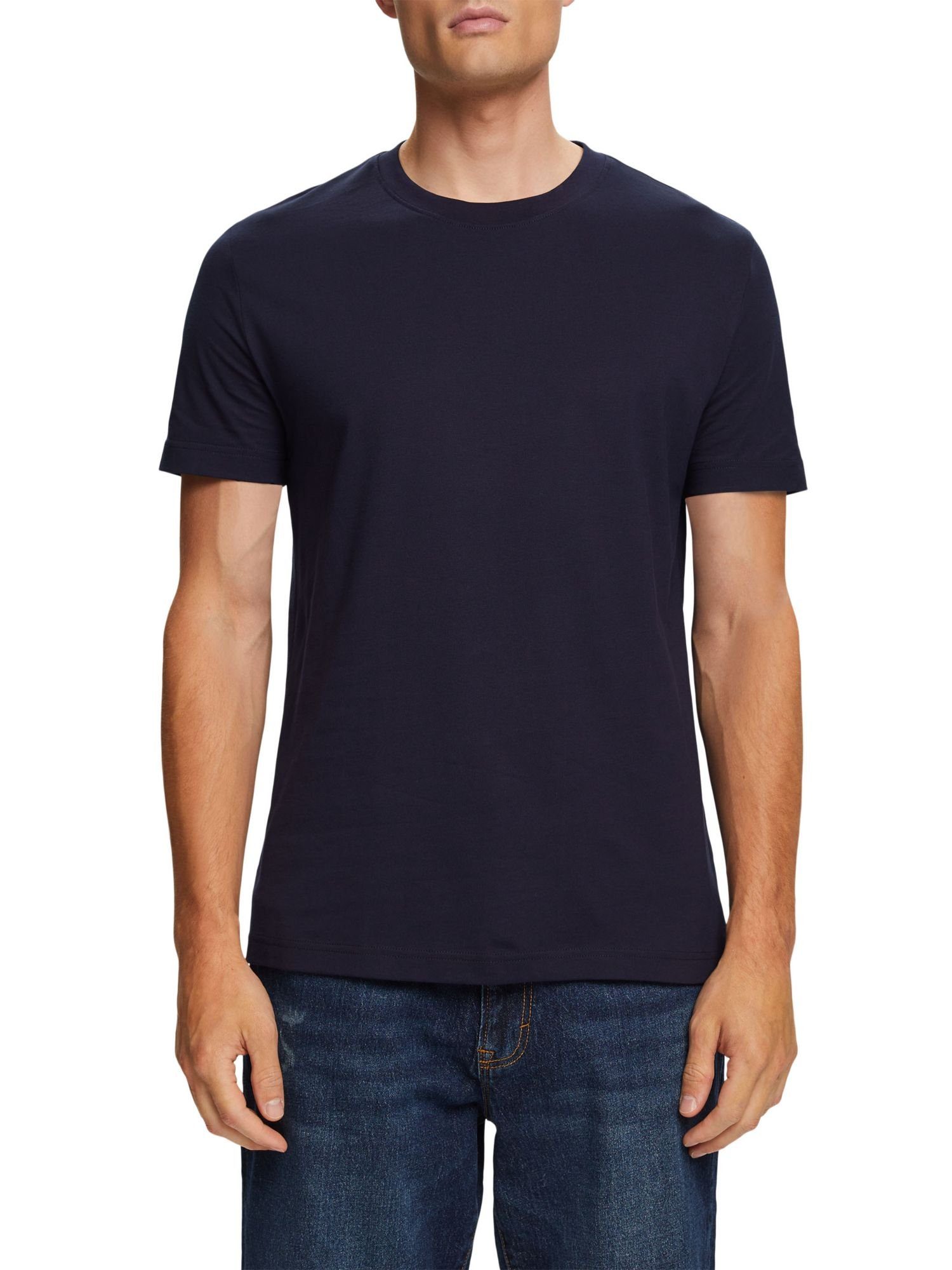 Esprit T-Shirt Rundhals-T-Shirt Pima-Baumwolljersey (1-tlg) aus NAVY