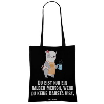 Mr. & Mrs. Panda Tragetasche Barista Herz - Schwarz - Geschenk, Danke, Beutel, Eröffnung Cafe, Sto (1-tlg), Lange Tragegriffe