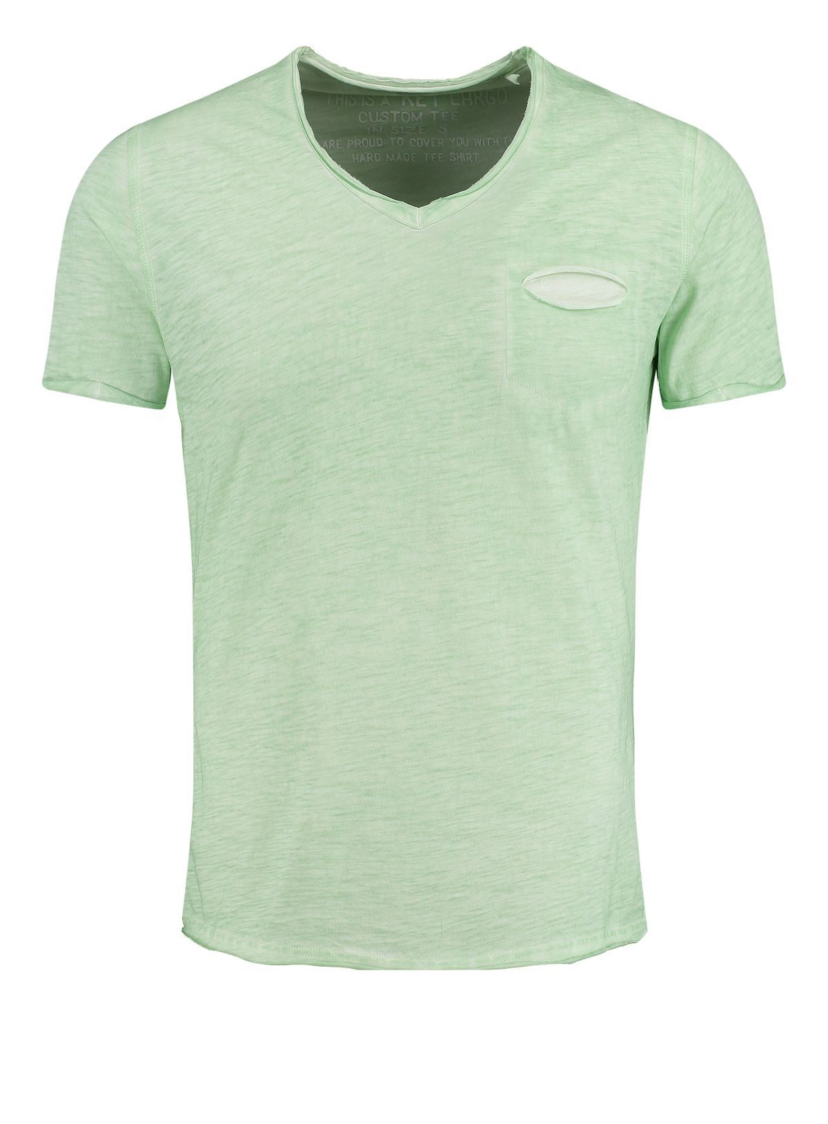 Key Largo T-Shirt Soda vintage Look uni Basic T00619 V-Ausschnitt unifarben günstig online kaufen