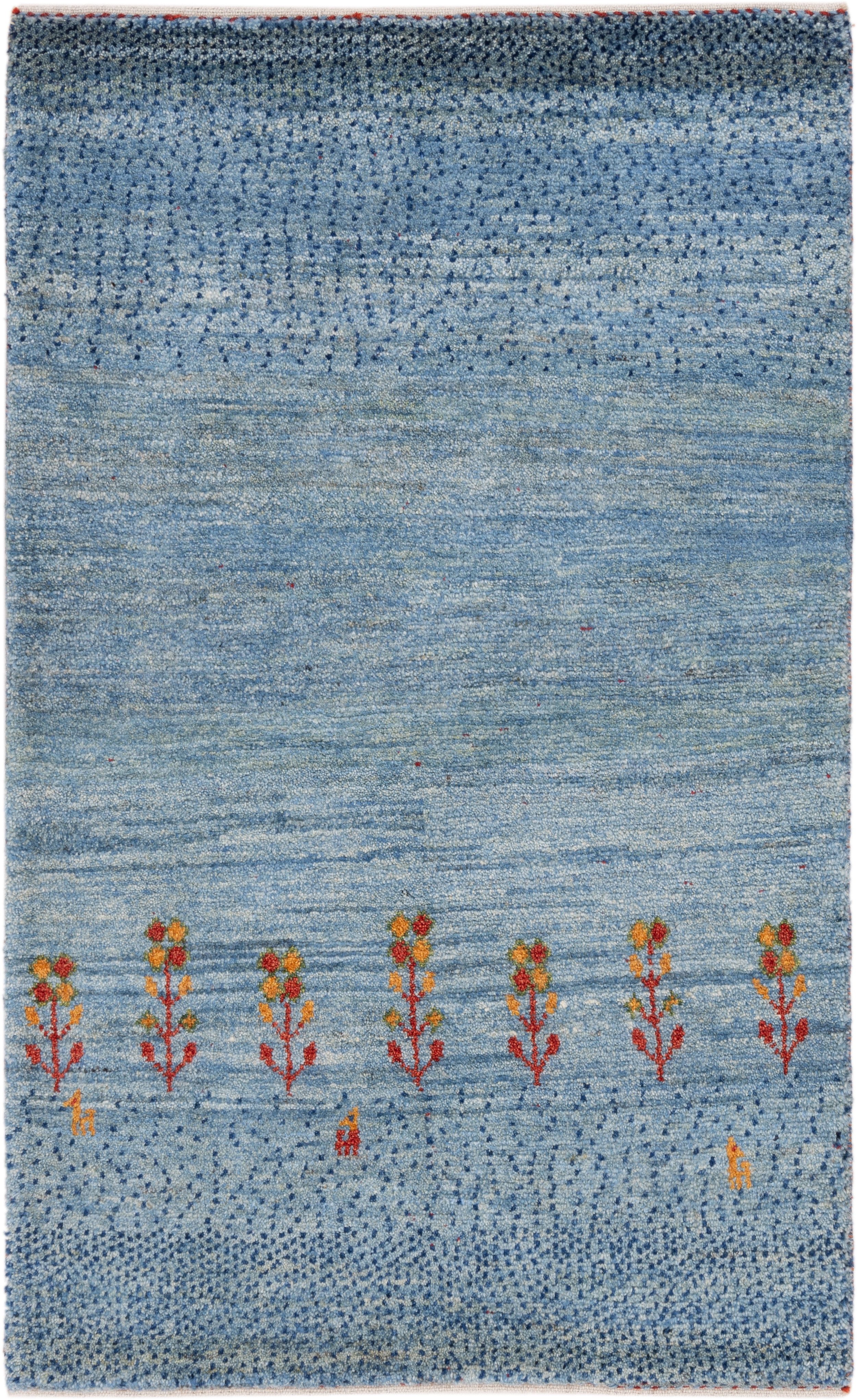 CABBEL Wollteppich Premium Perser Gabbeh Teppich Blau 77x123 cm, Rechteckig, Höhe: 20 mm, Handgeknüpftes Unikat aus 100% Wolle – langlebig und natürlich