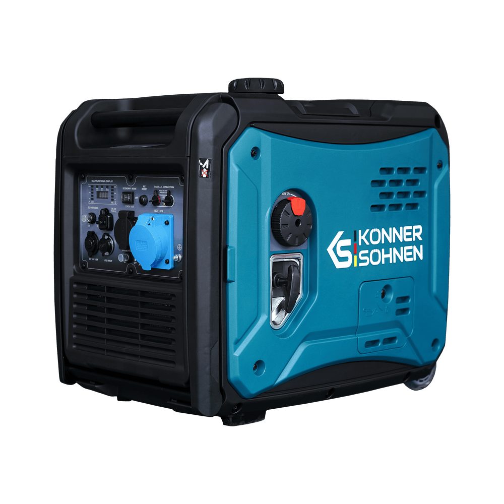 Könner & Söhnen Stromerzeuger KS 6000iE S, 5,50 in kW, (Höchstleistung 5500 W, 1x Schuko 230 V, 1 x CEE 230 V 32 A, zwei USB-Anschlüssen, 1-tlg., 5V/1A, 5V/2,1A, multifunktionale LED-Anzeige 6-in-1, ECO-Modus), Kupferwicklung, Kurzschluss- und Überlastschutz, ATS-Anschluss, EURO V