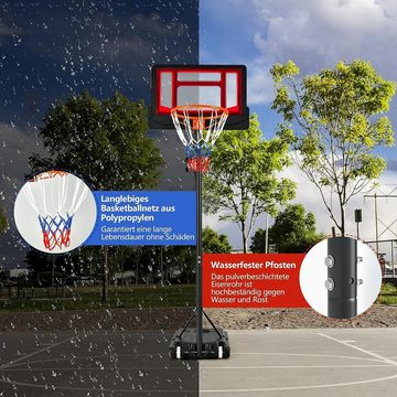KOMFOTTEU Basketballkorb Basketballständer, 90 -210 cm, mit Rändern