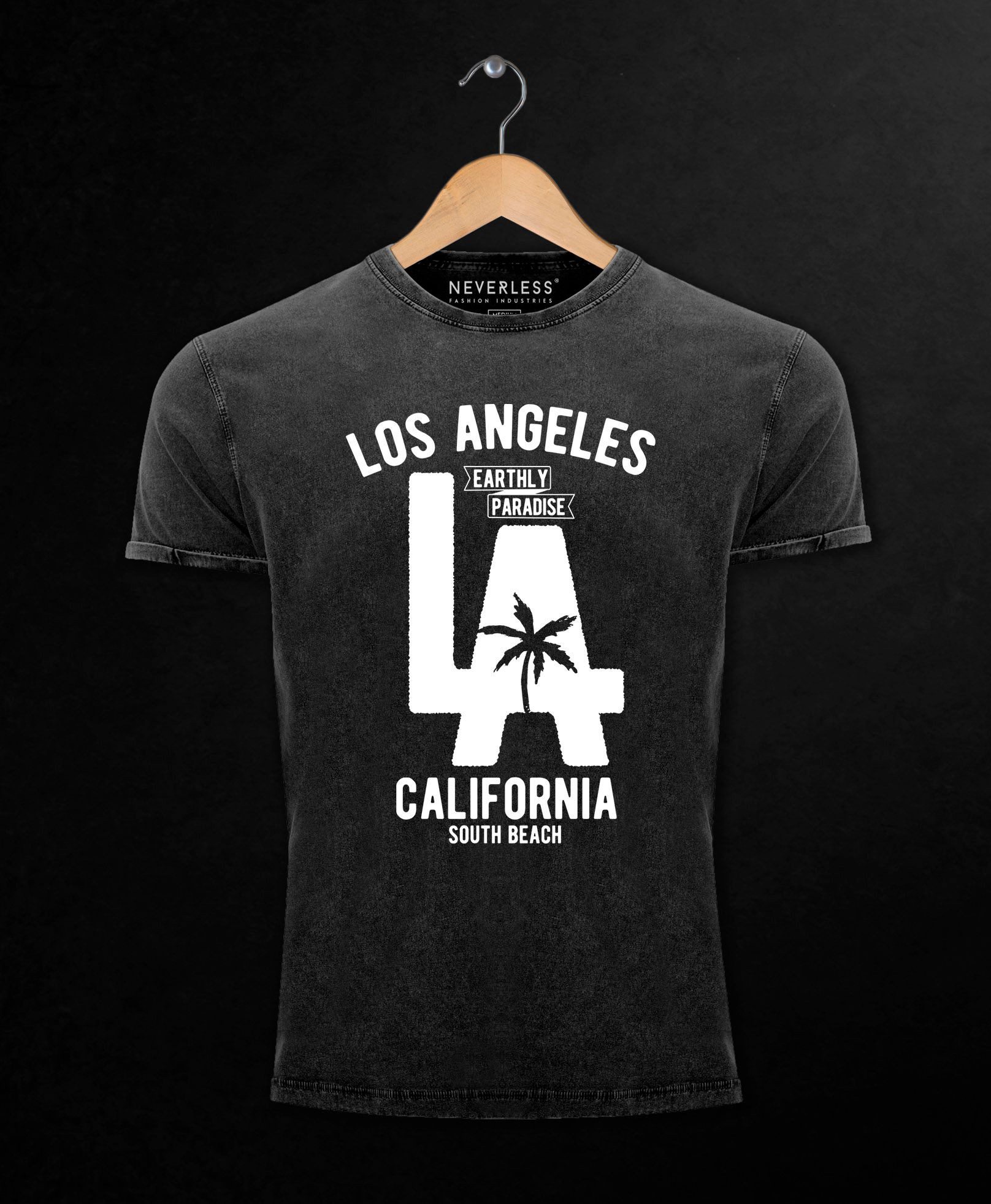 Neverless Print-Shirt Cooles Angesagtes Herren T-Shirt Vintage Shirt LA Los Angeles mit Print
