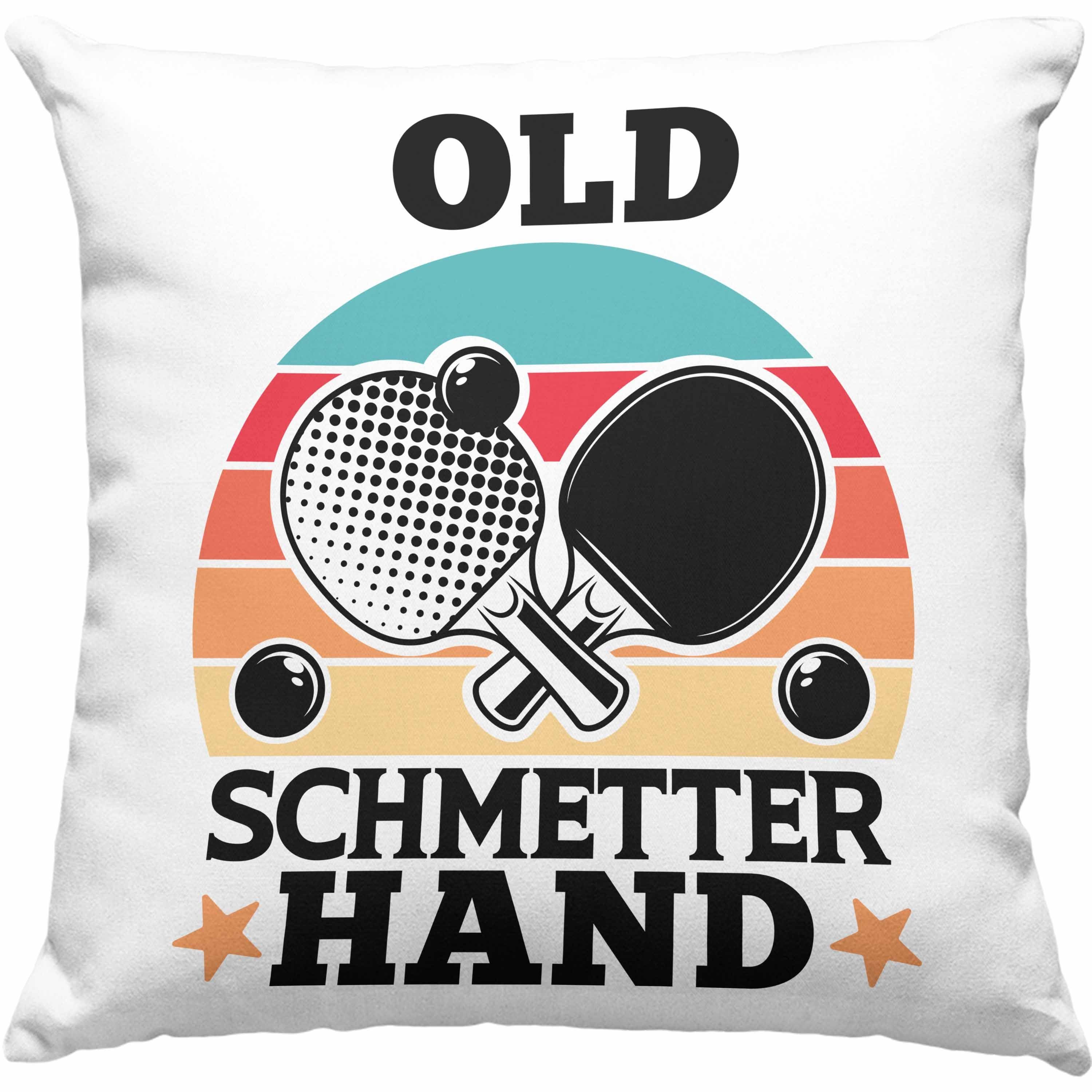 40x40 Spruch - Dekokissen Tennis-Trainer mit Schmetterhand Kissen Füllung mit Männer Dekokissen für Tennisspieler Blau Frauen Old Tennis Trendation Geschenk Coach Trendation für