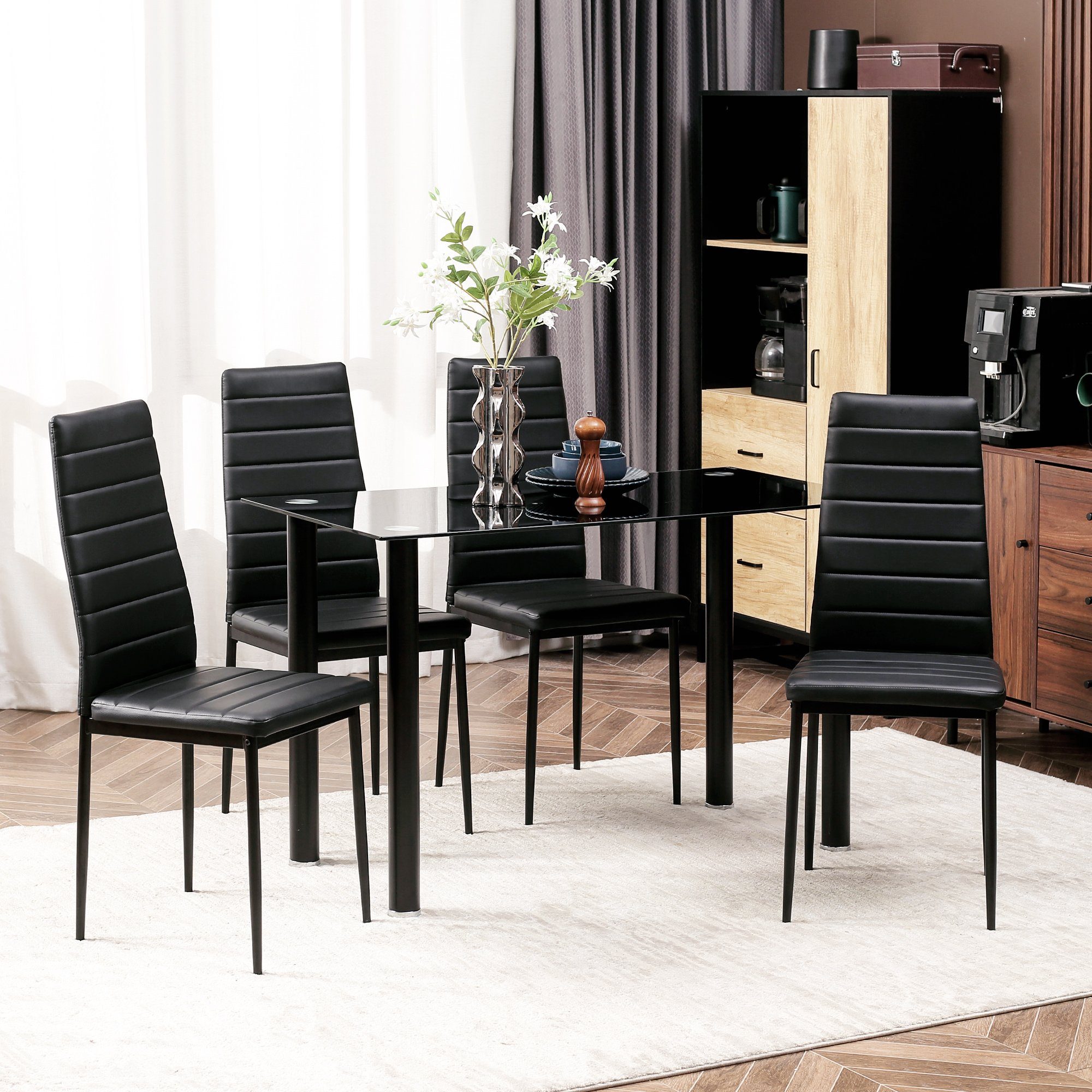 HOMCOM Essgruppe Esstisch mit 4 Stühlen, günstig online kaufen