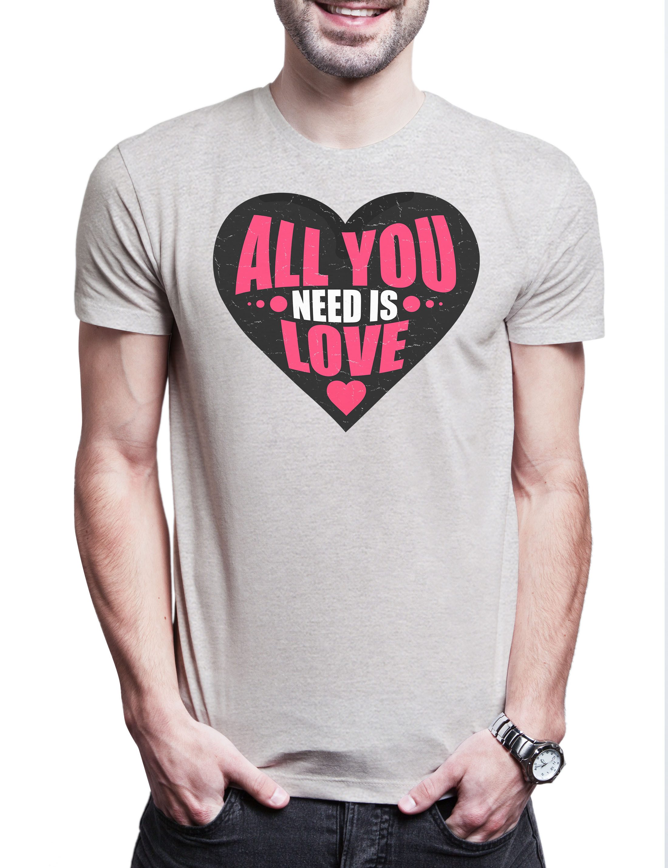 Urban Backwoods Print-Shirt All You Need Is Love Heart Herren T-Shirt Liebe günstig online kaufen
