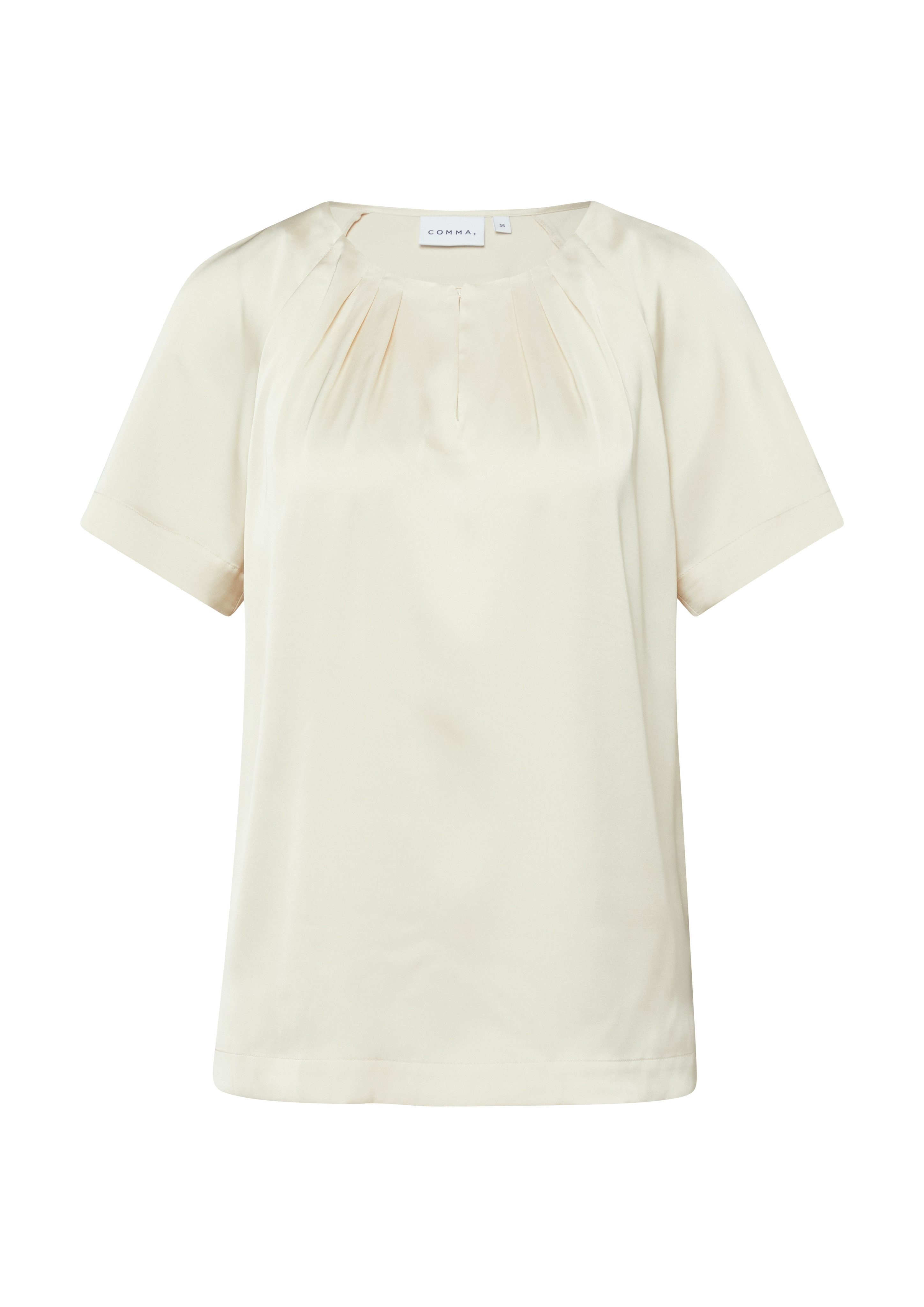 comma Shirtbluse mit gerafftem Kragen und Cut-out günstig online kaufen