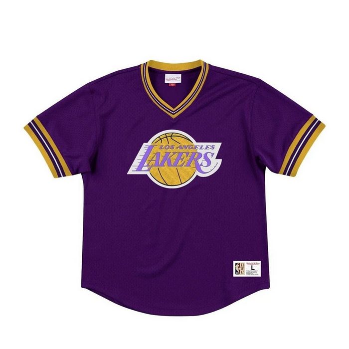 Mitchell & Ness Rundhalsshirt Mitchell & Ness Los Angeles Lakers NBA Unbeaten Mesh V-Neck Herren T-Shirt TMUN1036 Shirt Violett
