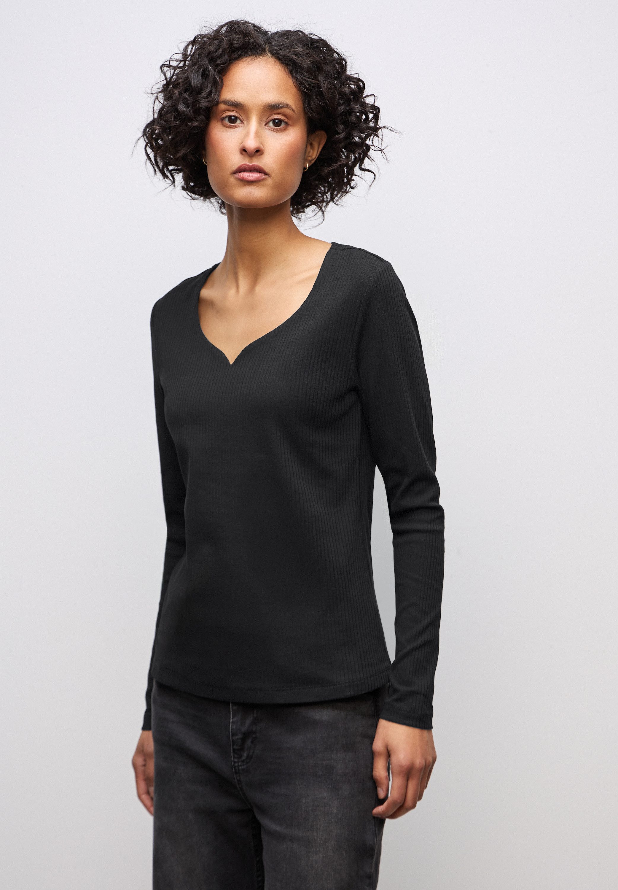 STREET ONE Langarmshirt mit Rippstrick-Struktur günstig online kaufen