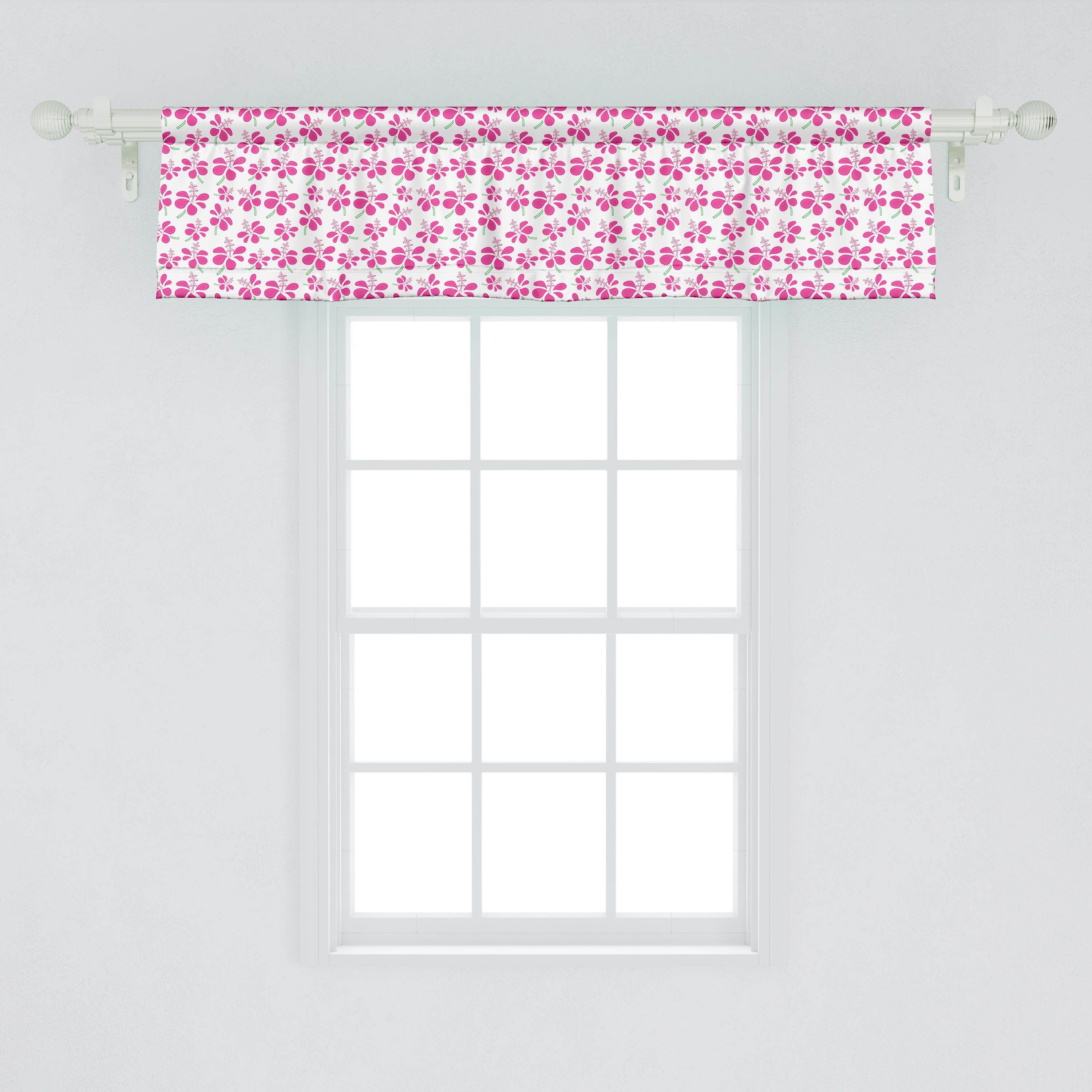 Scheibengardine Vorhang Volant für Küche Schlafzimmer Stangentasche, Romantische Dekor Microfaser, Kommandos Blumen mit Abakuhaus, Blumen