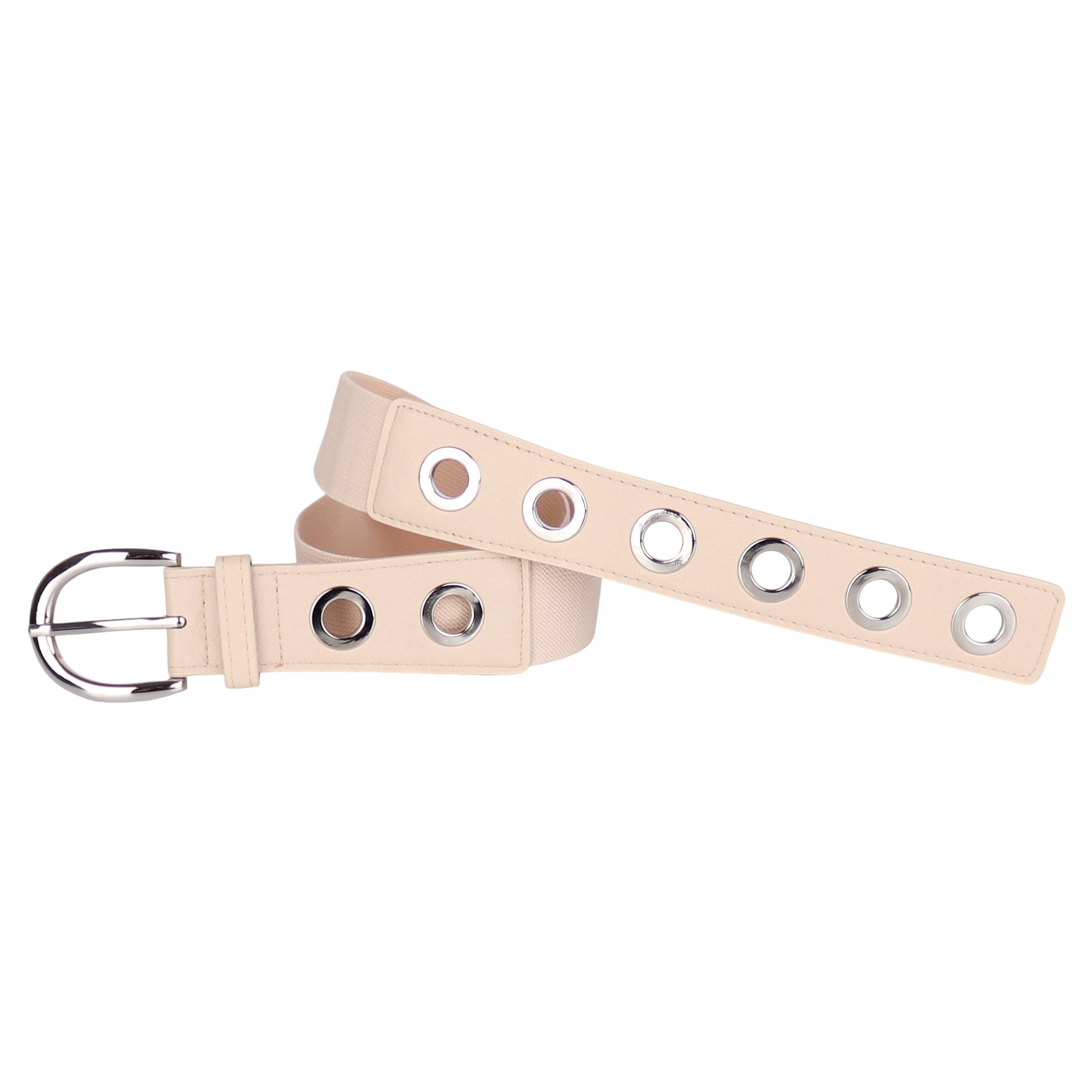 MIRROSI Stretchgürtel Elastischer Stoffgürtel mit stilvollen Metallösen (ca.4cm Breit) Dehnbarer Nietengürtel in Einheitsgröße (passend für ca. 80–110 cm)