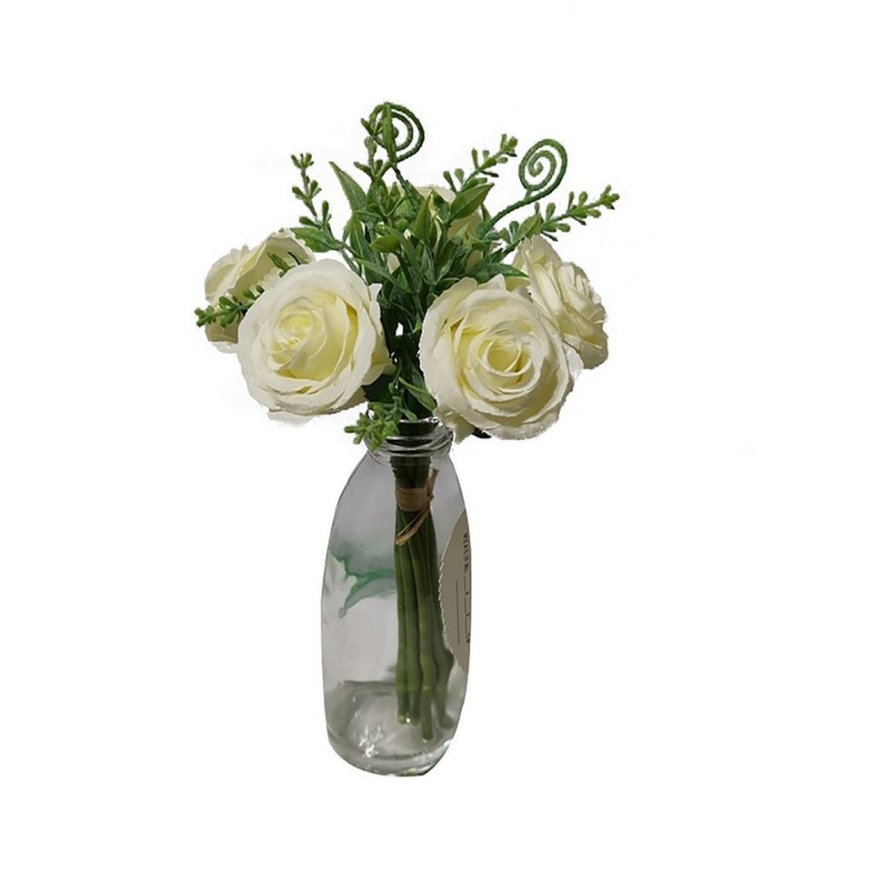 Kunstblume Kunstblume Rosenstrauß in Vase Flora Rose, HTI-Living, Höhe 20 cm