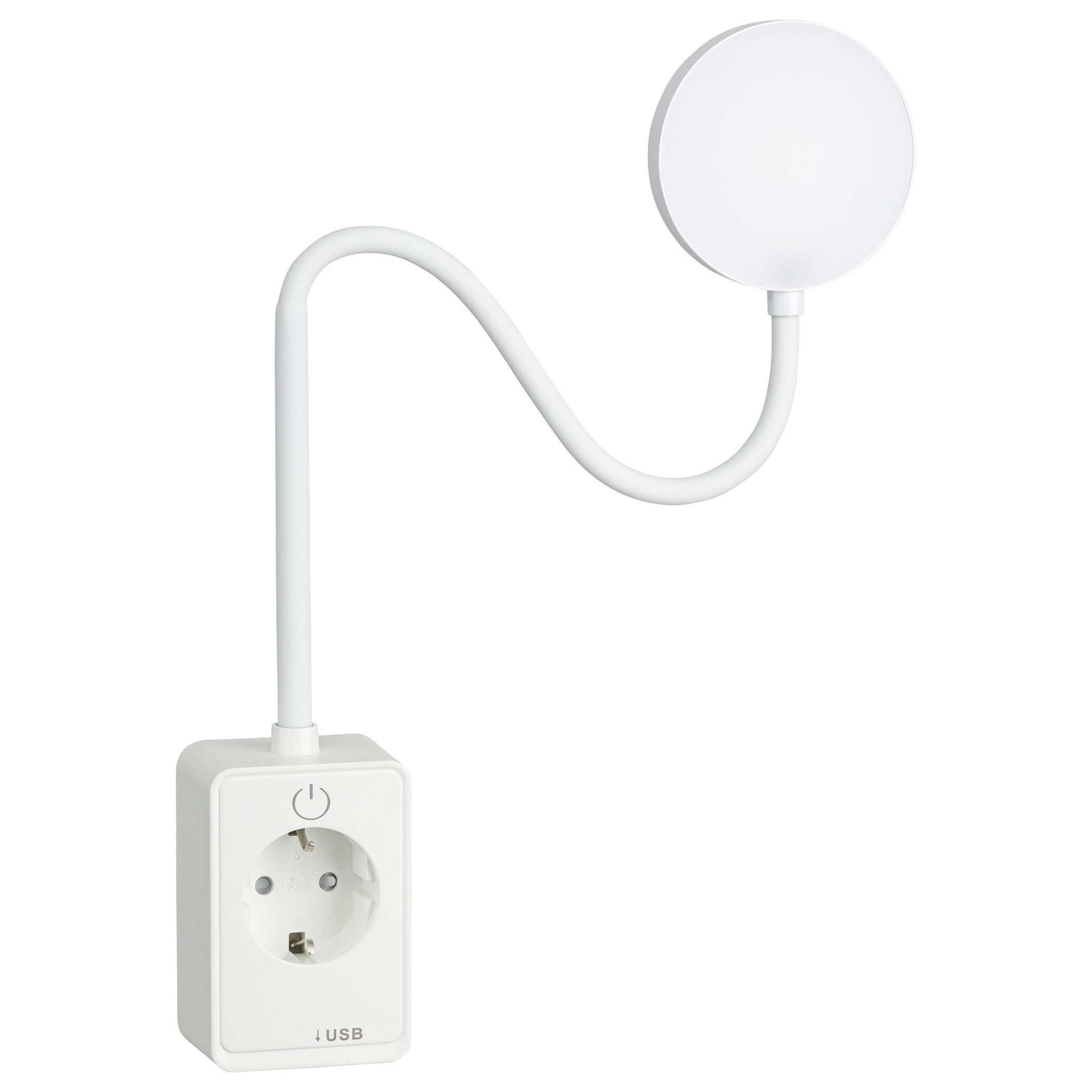 SEBSON LED Steckdosenleuchte LED Steckdosenleuchte dimmbar mit Flexarm, USB, Ein- und Ausschalter, LED integriert, neutralweiß, USB-A Anschluss; USB-C Anschluss; Dimmbar; Ein- und Ausschaltbar
