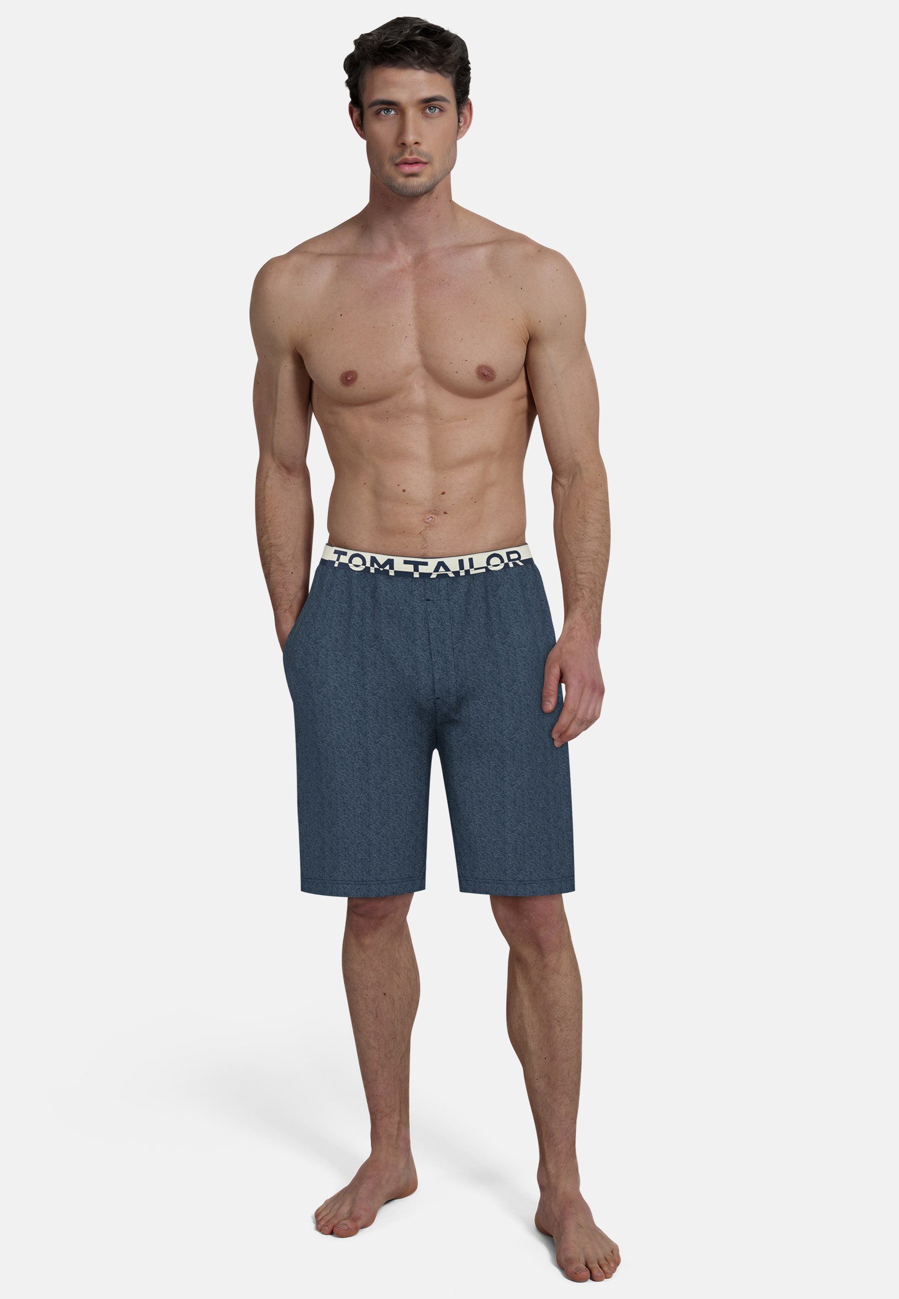 TOM TAILOR Bermudas Brügge Logobund, Seitentaschen, locker, bequem, atmungsaktiv, Baumwollmix