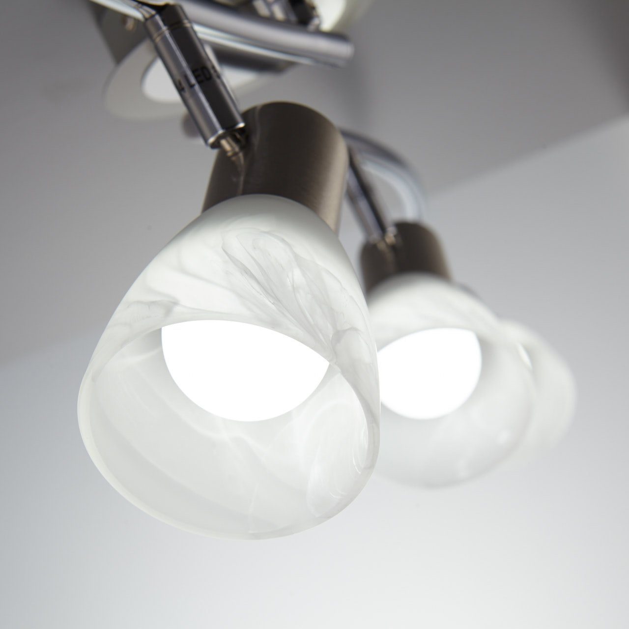 B.K.Licht LED Leuchte Leuchtmittel Spot Deckenstrahler, Metall Glas wechselbar, Deckenlampe Wohnzimmer E14 LED schwenkbar Warmweiß
