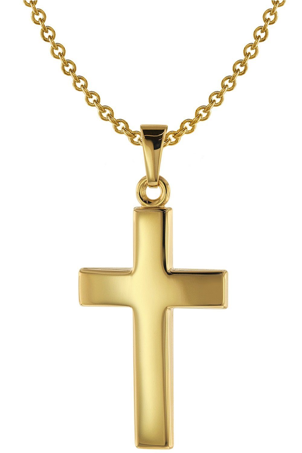 trendor Goldkette Kreuz-Anhänger 25 mm Gold 333 + Silberkette goldplattiert