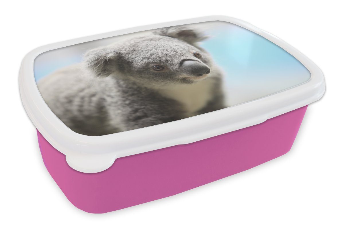 Lunchbox - - Kunststoff Nahaufnahme - Kunststoff, Brotbox Kinder (2-tlg), rosa MuchoWow Kinder, für Brotdose Koala Mädchen, Erwachsene, Tier Jungen Mädchen, Snackbox, - -