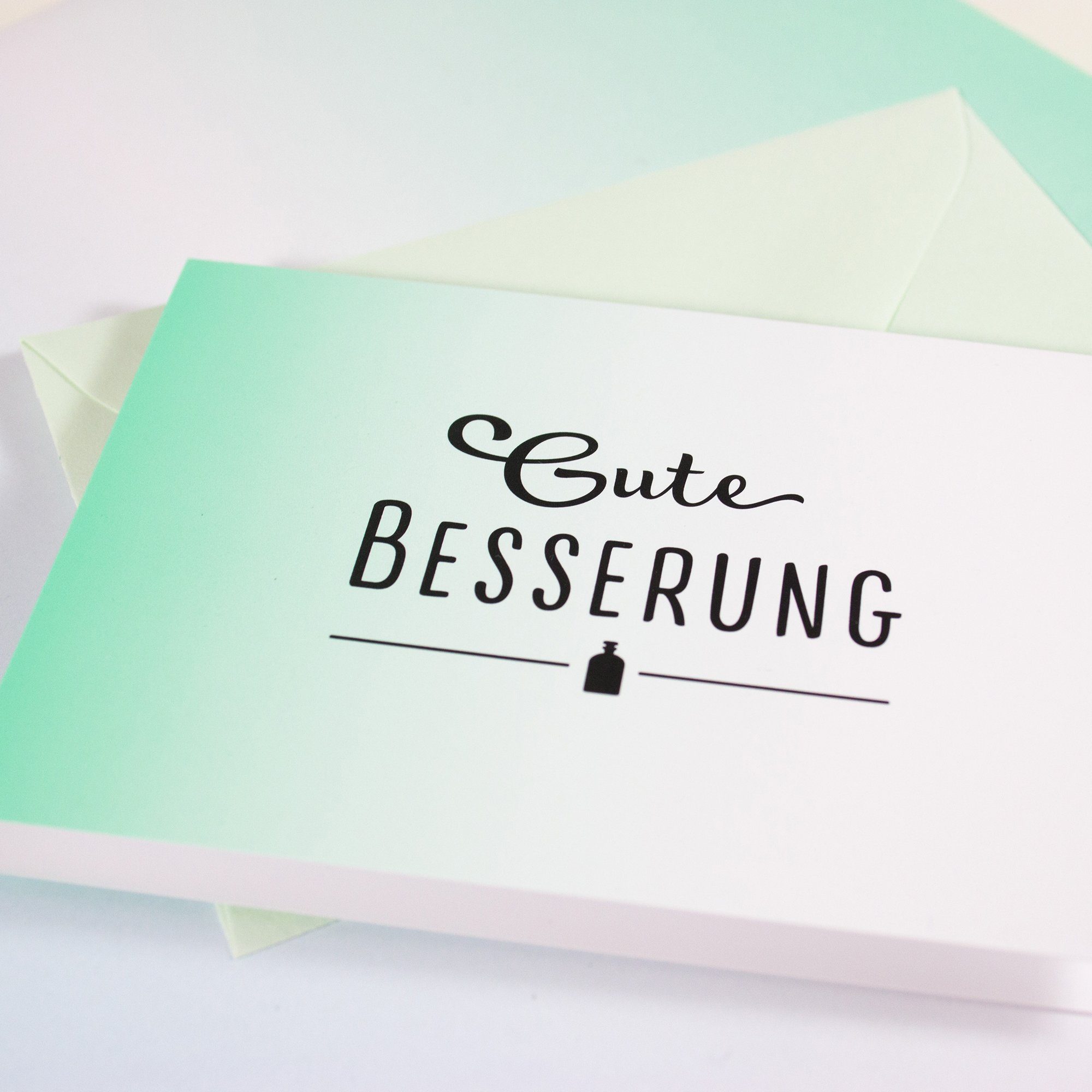 Umschlag Mini-Grußkarte mit Klappkarte Besserung, Gute Grußkarte & Bow Hummingbird