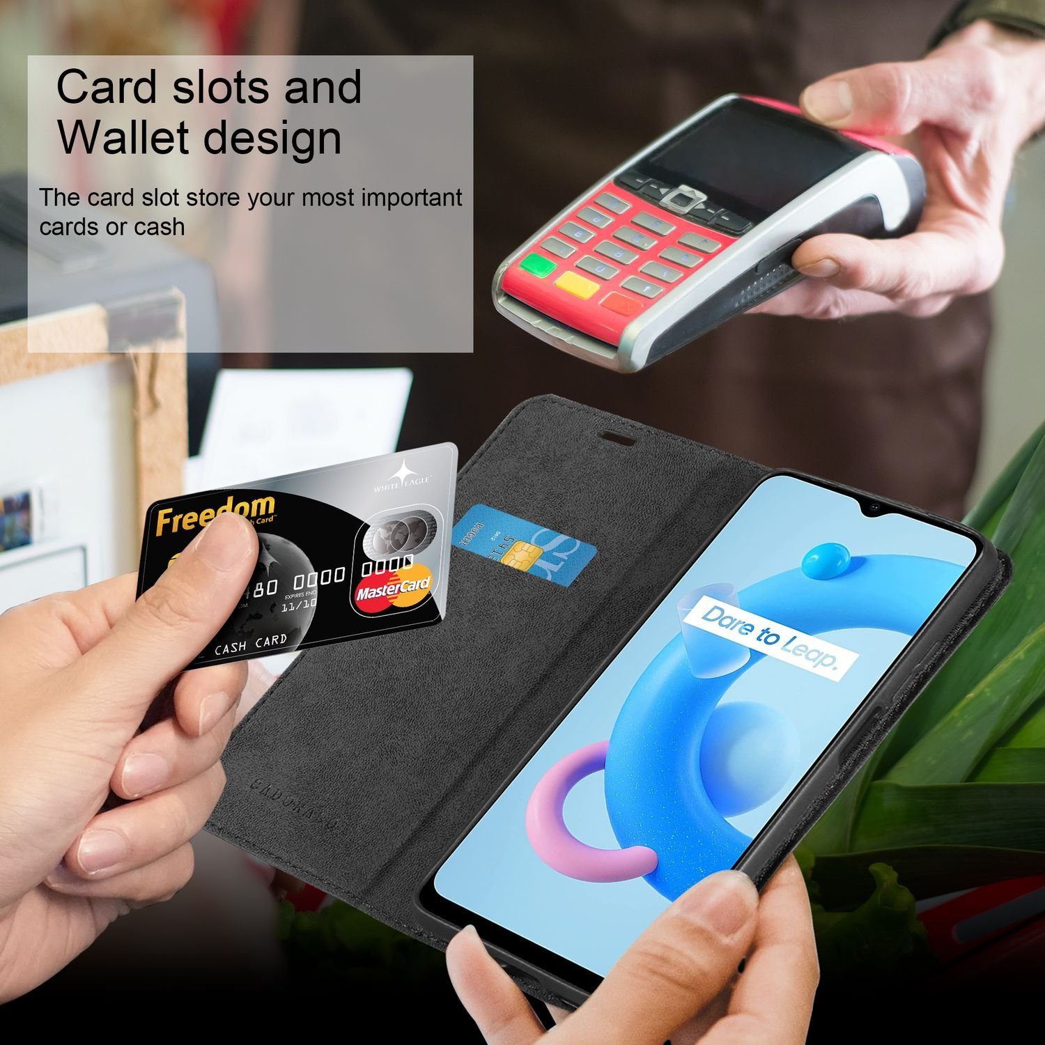 Cadorabo Handyhülle für Realme C11 2021 Hülle Realme C11 2021, Hülle Schutzhülle mit Standfunktion, Magnetverschluss und Kartenfach