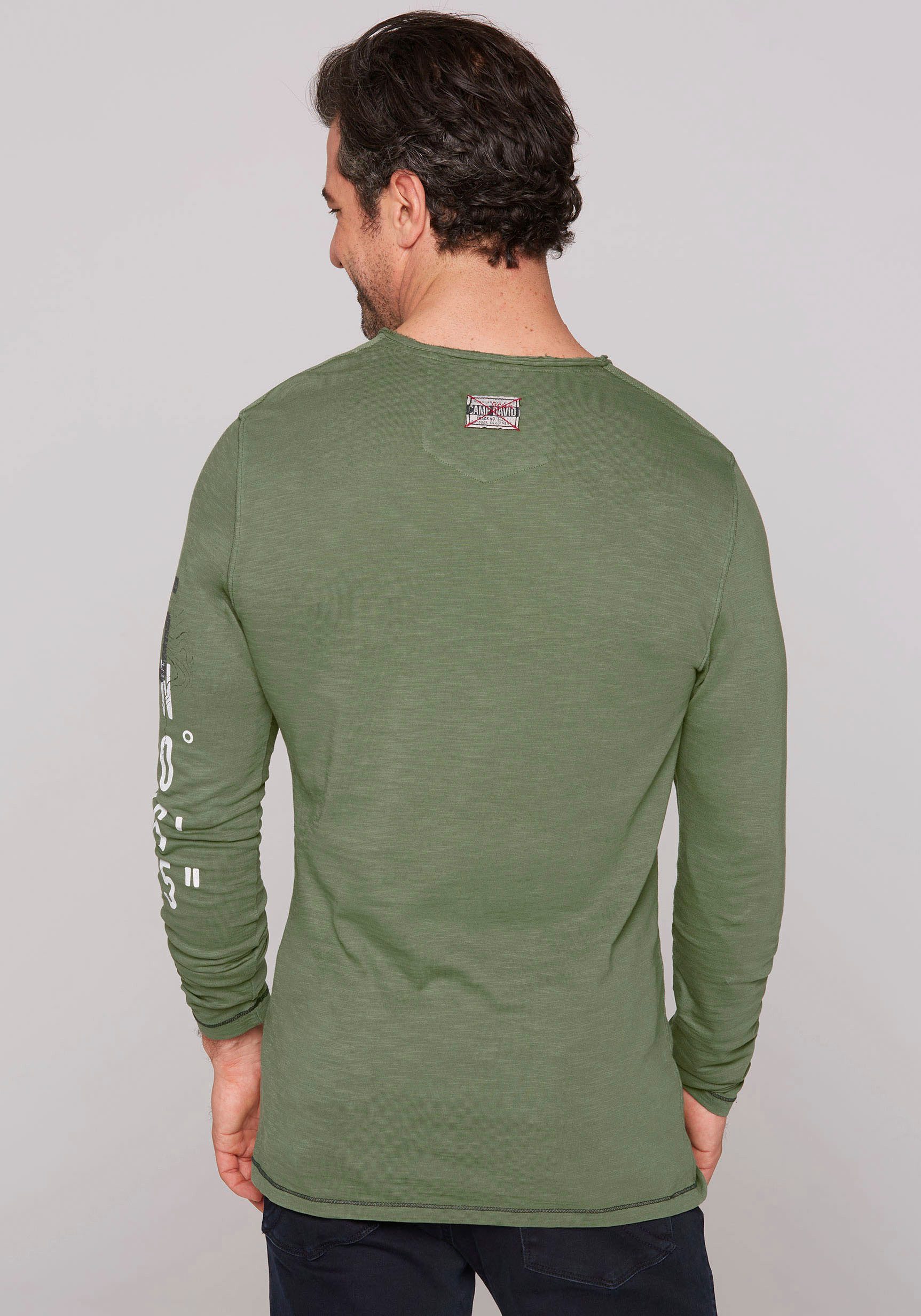 CAMP DAVID Langarmshirt mit offenen Kanten günstig online kaufen