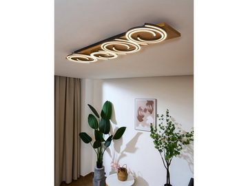 ECO-LIGHT LED Deckenleuchte, LED fest integriert, Warmweiß, flache Holz-Lampe für über-n Esstisch & Kücheninsel, Breite 115x20 cm