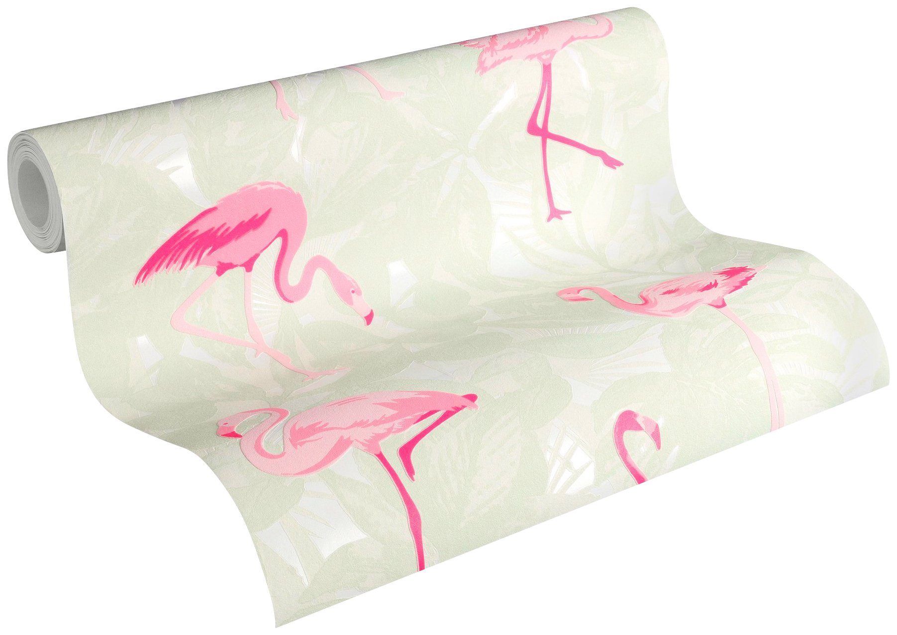 strukturiert, Flamingos, Boys Vliestapete A.S. Tapete Girls bunt/weiß & Création mit floral, Tiere 6