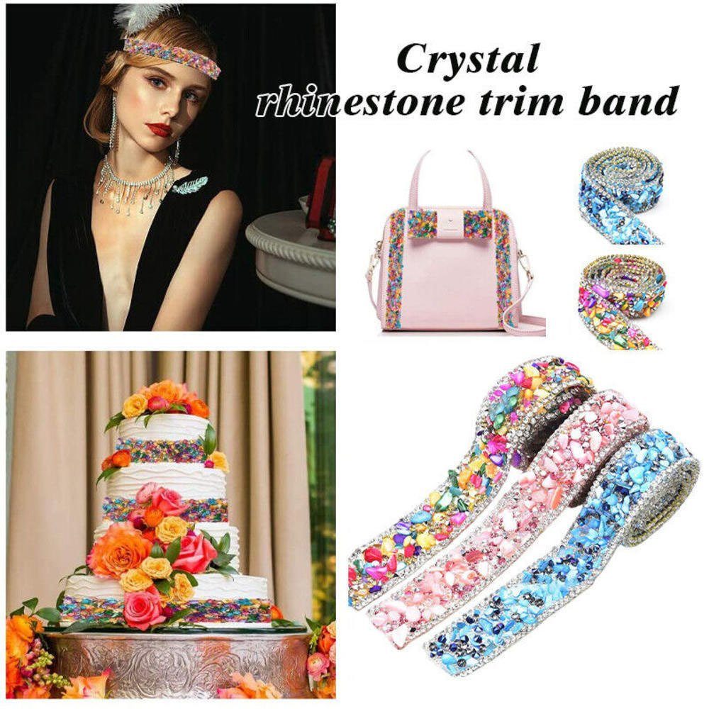 1M Strasssteinen rosa lang Mit Blusmart Geschenkband Kristalle, Glänzende Bänder Kies Bunte