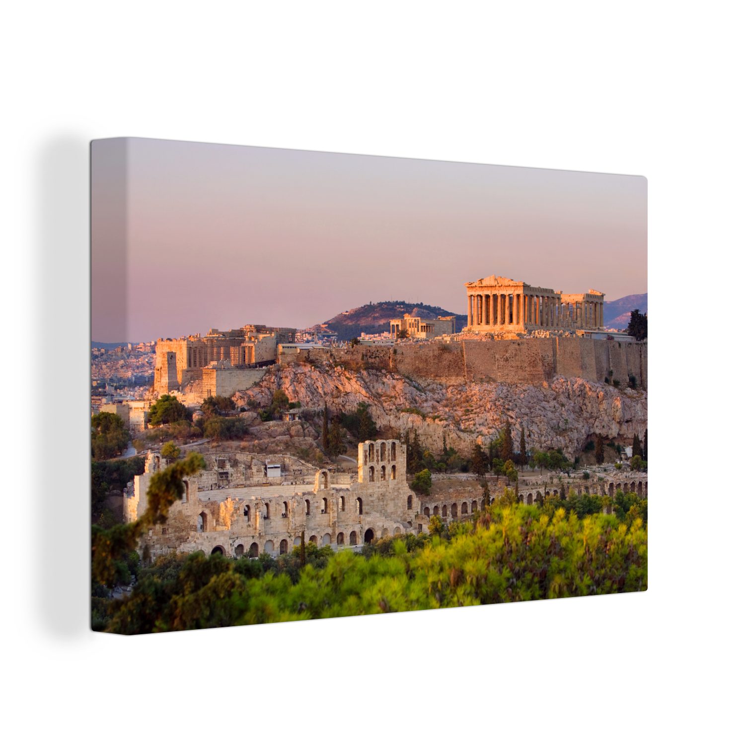 Leinwandbilder, 30x20 St), Parthenon (1 cm Der Wandbild bunten Wanddeko, Aufhängefertig, OneMillionCanvasses® Himmel, vor griechische Leinwandbild einem