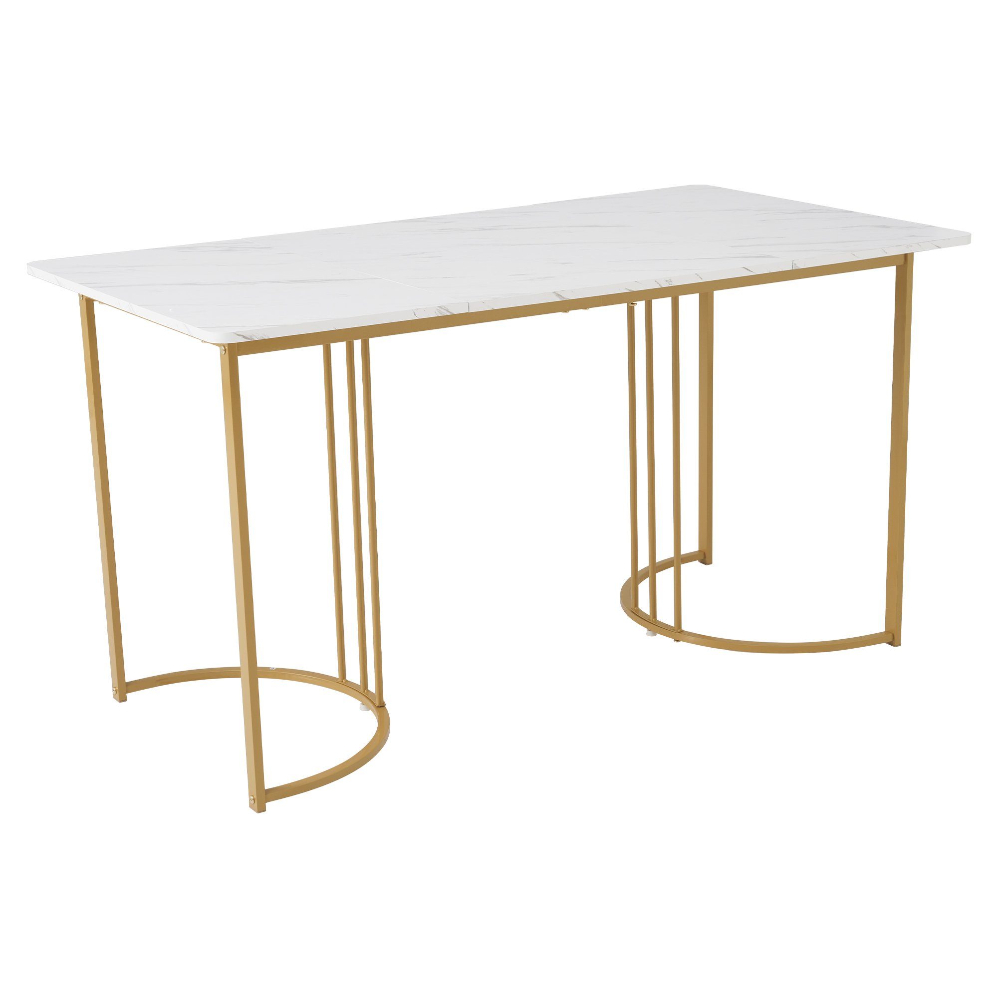 Esstisch (140x80x75 cm, nur Tisch), rechteckig Küchentisch Marmoroptik Esszimmertisch, Metallbeine