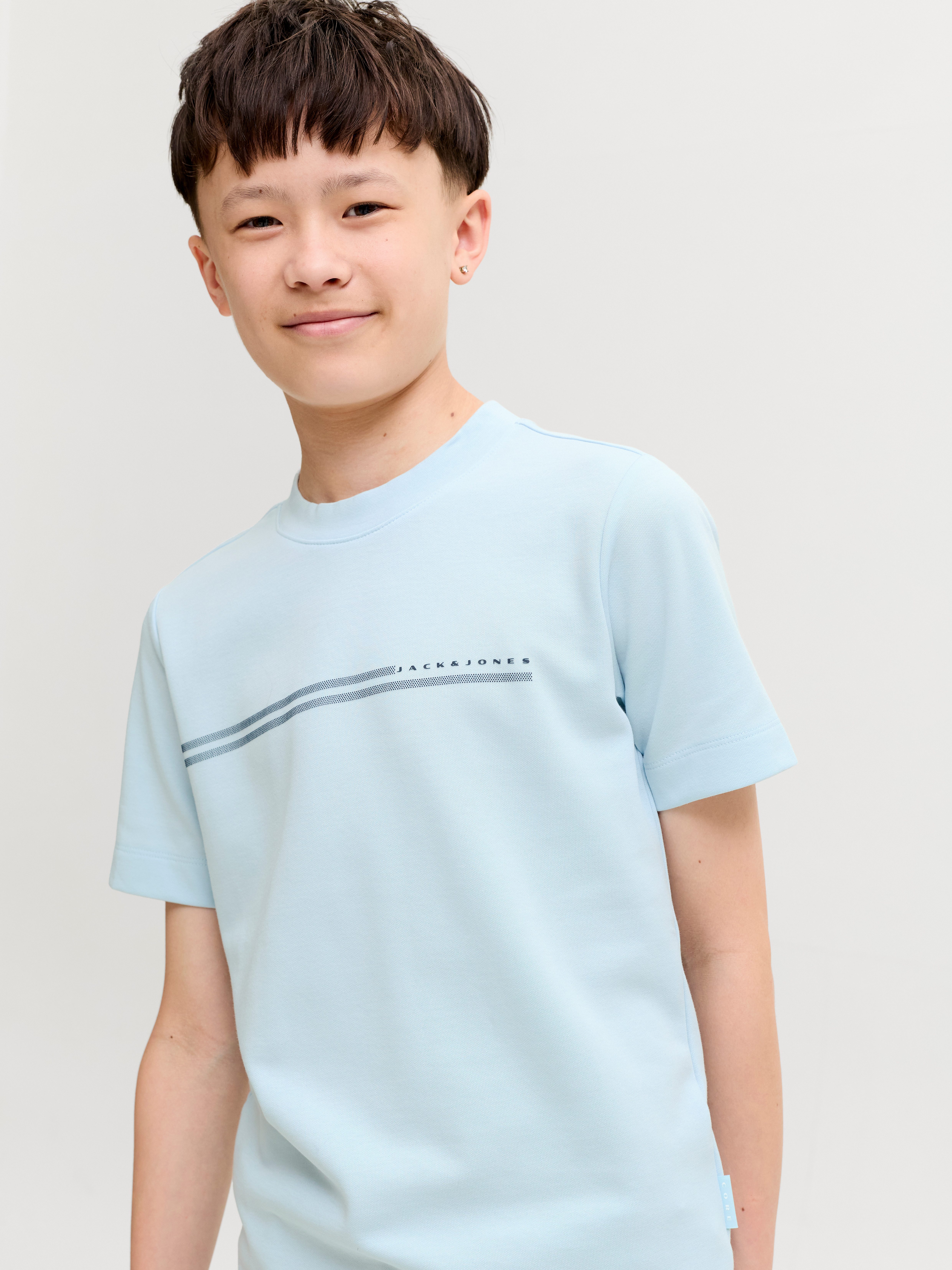 Jack & Jones Junior T-Shirt JCOFUSION CHEST BRAND TEE SS CN JNR Materialmix, regular Fit, Kurzarm