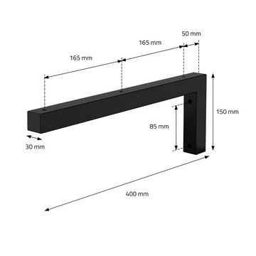 ML-DESIGN Waschbeckenschrank Winkel Waschtischhalterung Wandhalterung Konsolenträger Regalträger 2er Set 400x150mm Schwarz Stahl