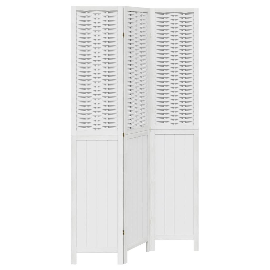 Paravent 40 x 200 cm Paravent Trennwand 3-tlg Raumteiler Weiß Massivholz Paulow