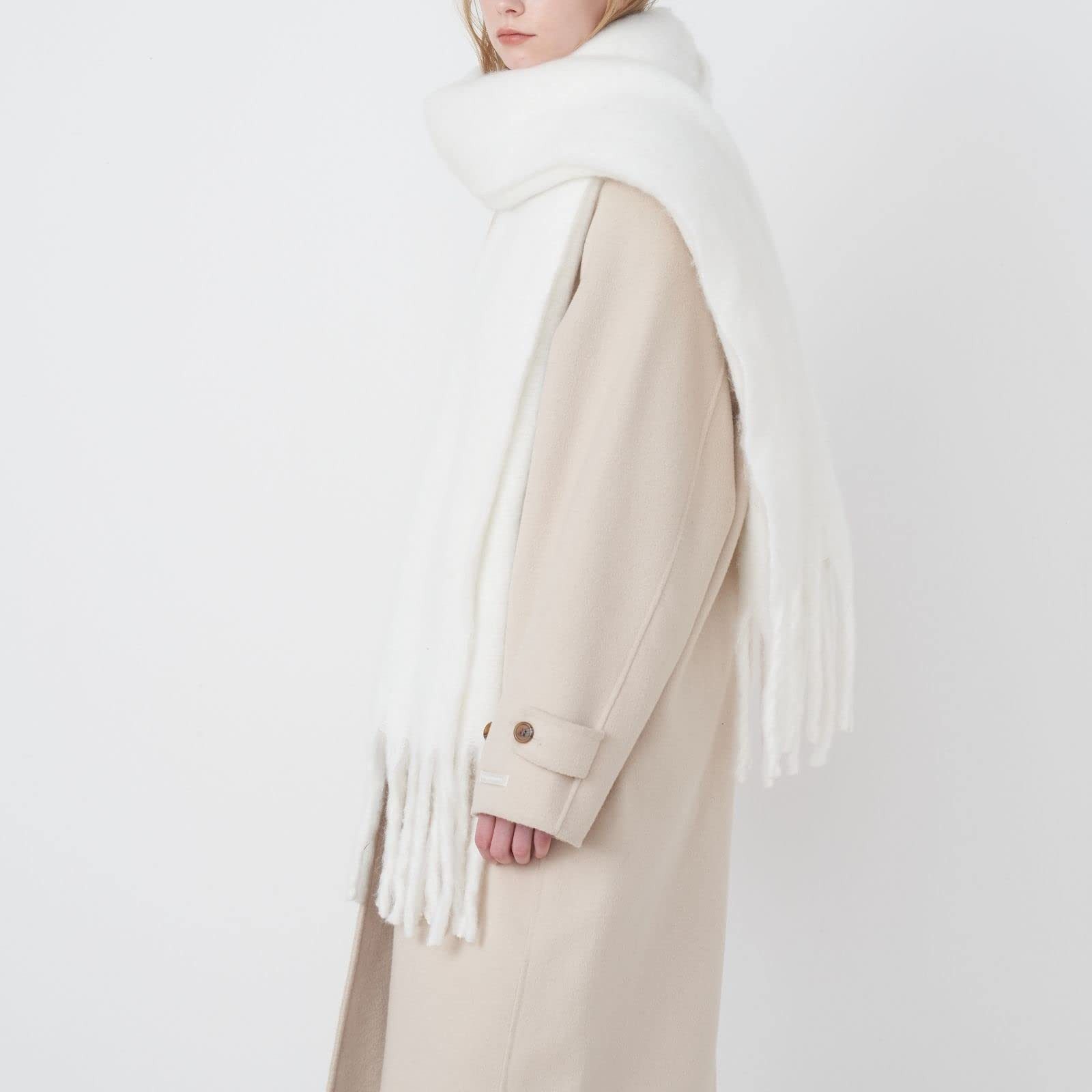 Coonoor Modeschal Damen Warm Herbst Winter unifarben mit quasten, Einfarbig günstig online kaufen