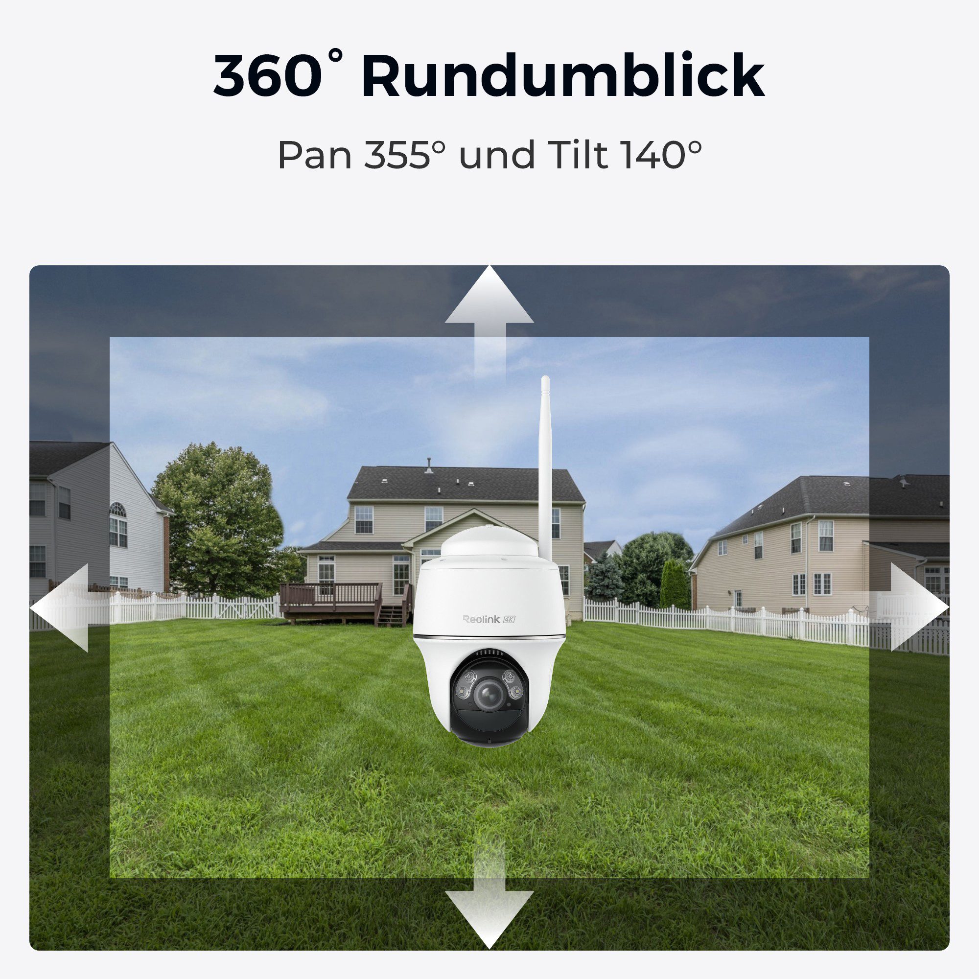 Reolink Überwachungskamera Kabelloses Sicherheitssystem mit 4K PT Akku Argus PT Ultra (AuBenbereich, 2-tlg., 360° Ansicht in 4K,Farbige Nachtsicht mit Reolink H – Bild 5 von 5