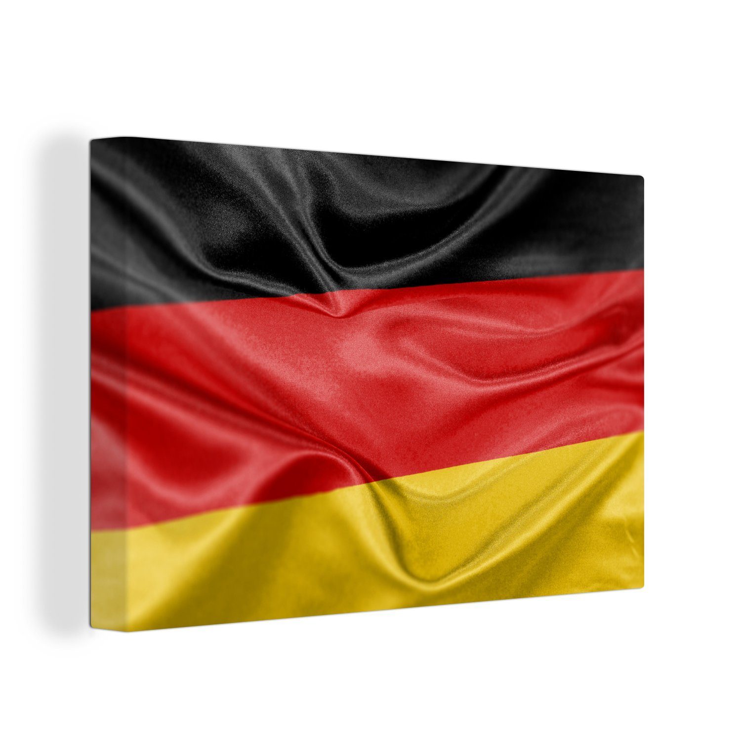 OneMillionCanvasses® Leinwandbild Nahaufnahme der Flagge von Deutschland, (1 St), Wandbild Leinwandbilder, Aufhängefertig, Wanddeko, 30x20 cm